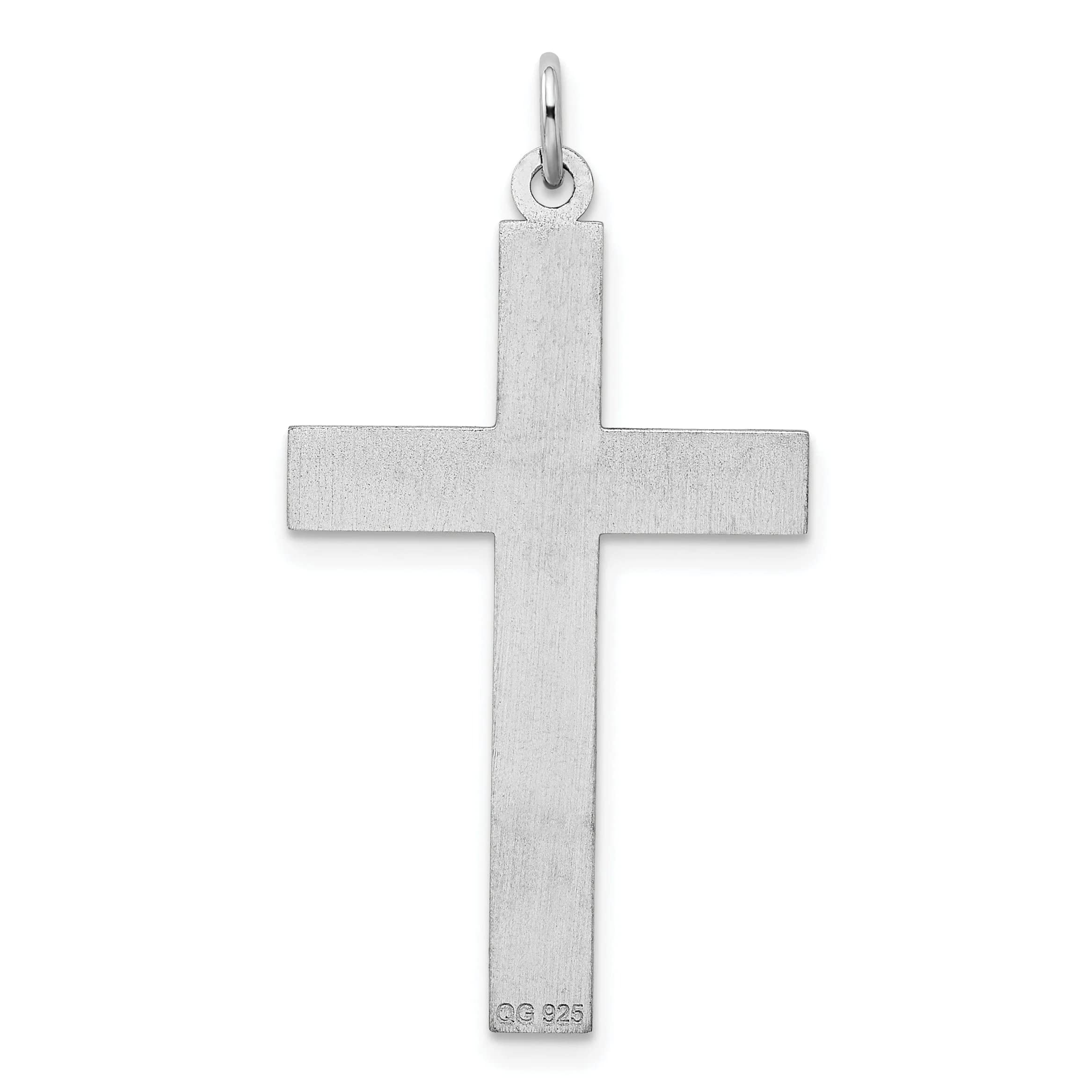 Elegant Bijou Sterling Silver Laser-Engraved Cross Pendant Necklace - Perfect for Religious Gifts, Baptisms & Everyday Faith Jewelry