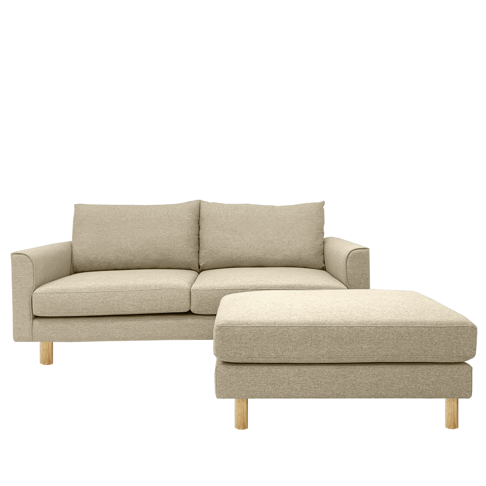 Toby Sofa with Ottoman - EcoClean Fabric, Modern Living Room Furniture for Small Spaces | Perfect for Apartments, Lounging & Movie Nights