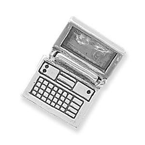 Precious Stars Sterling Silver Movable Laptop Computer Charm - Perfect for Jewelry Making, Gift Giving, and Tech Enthusiast Accessories