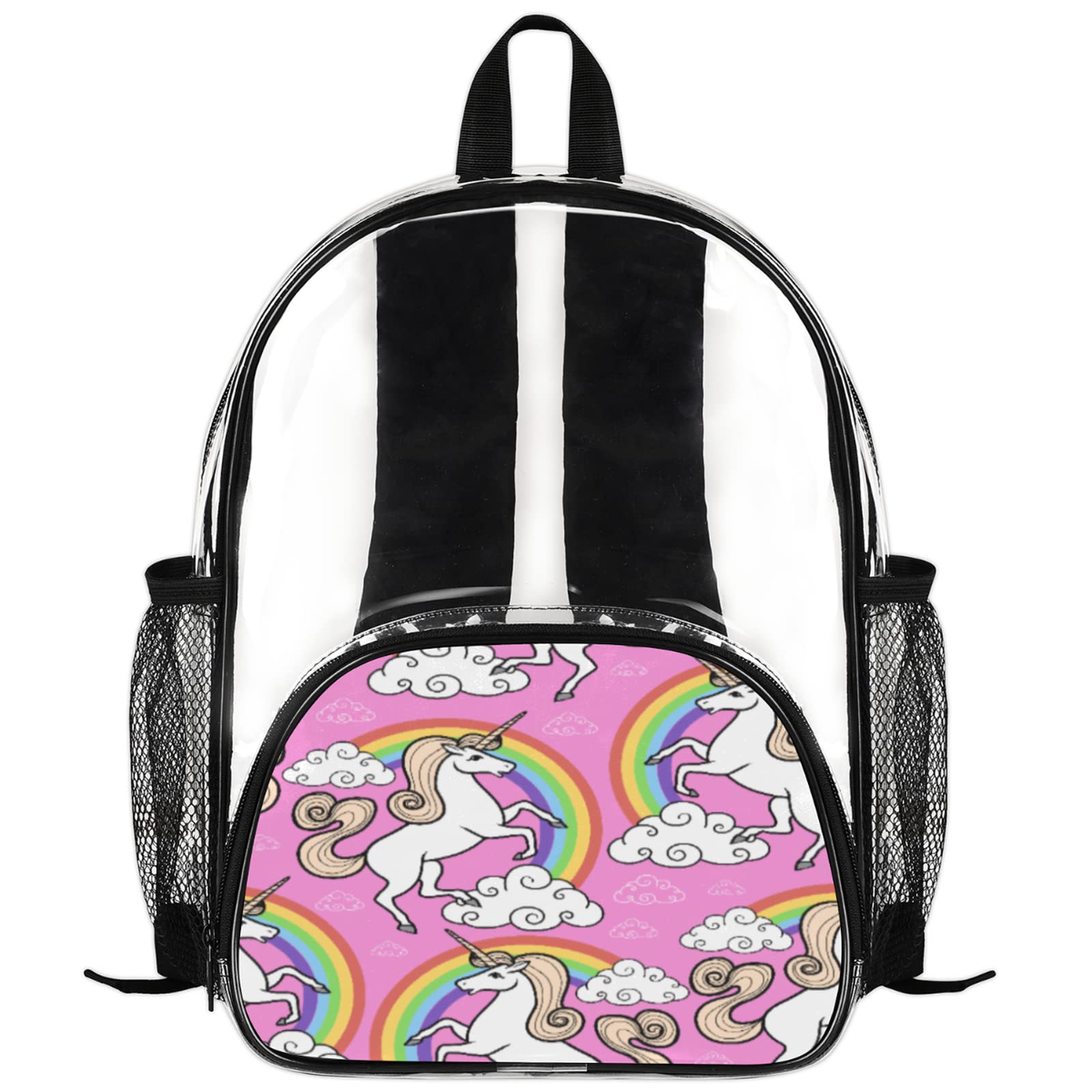 **Custom Name Rainbow Unicorn Kids Backpack - Clear Backpack for Boys & Girls, Waterproof School & Travel Backpack with Cartoon Design - Perfect for Preschool, Daycare & Outdoor Adventures**