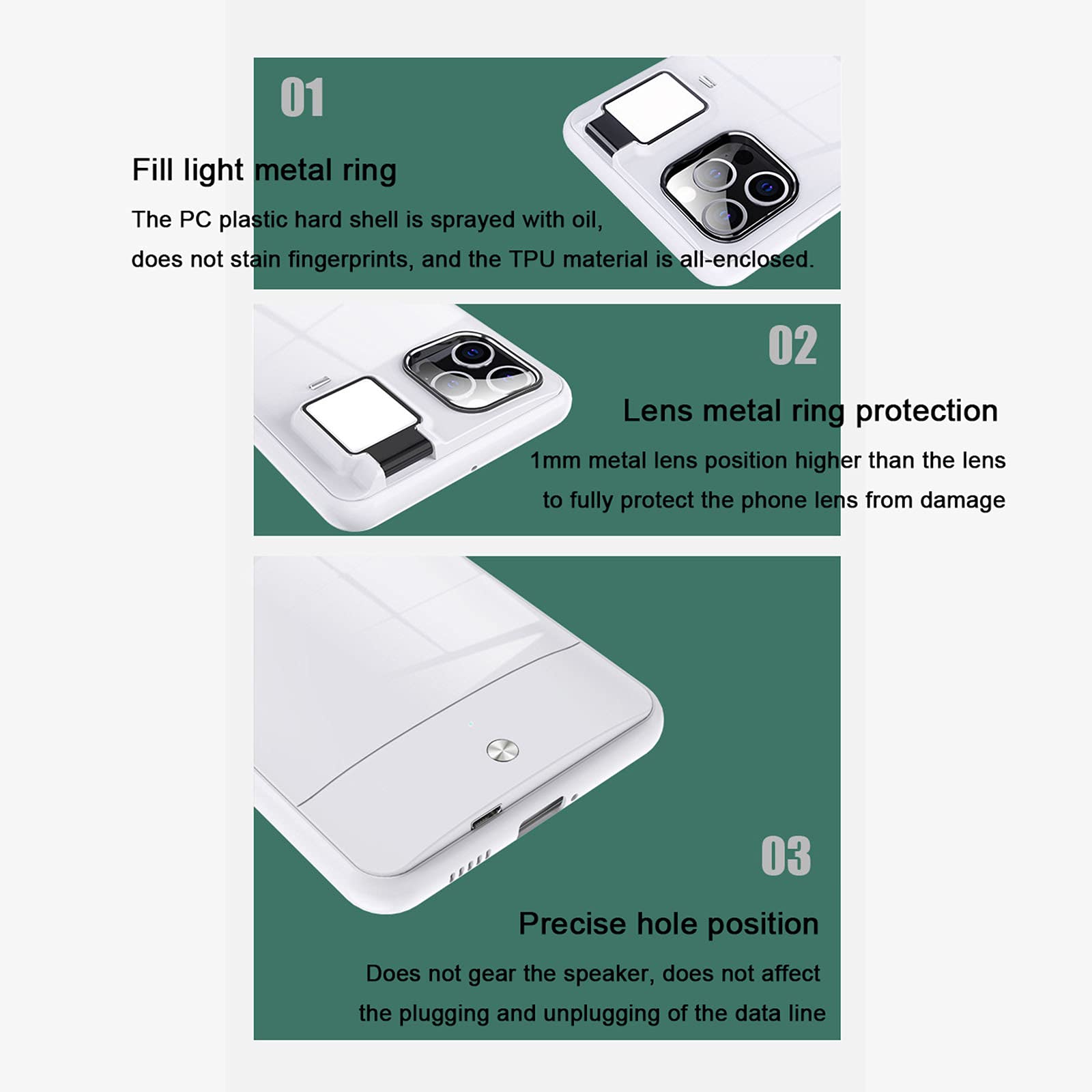 Selfie Ring Light Phone Case with Fill Light for iPhone 12/12 Pro/12 Pro Max - Protective Camera Cover with Bracket for Perfect Lighting in Low Light & Night Photography