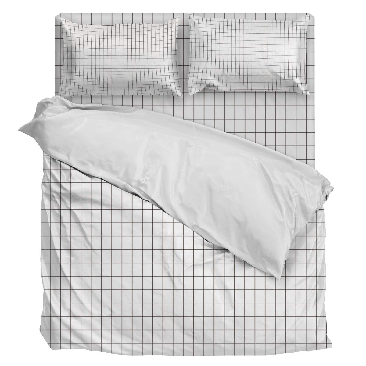 Three Sunflower 4-Piece Full Size Duvet Cover Set - Soft Luxury Checkered Lattice Bedding (1 Duvet Cover, 1 Sheet, 2 Pillowcases) for Cozy Bedroom Decor & Guest Room Essentials