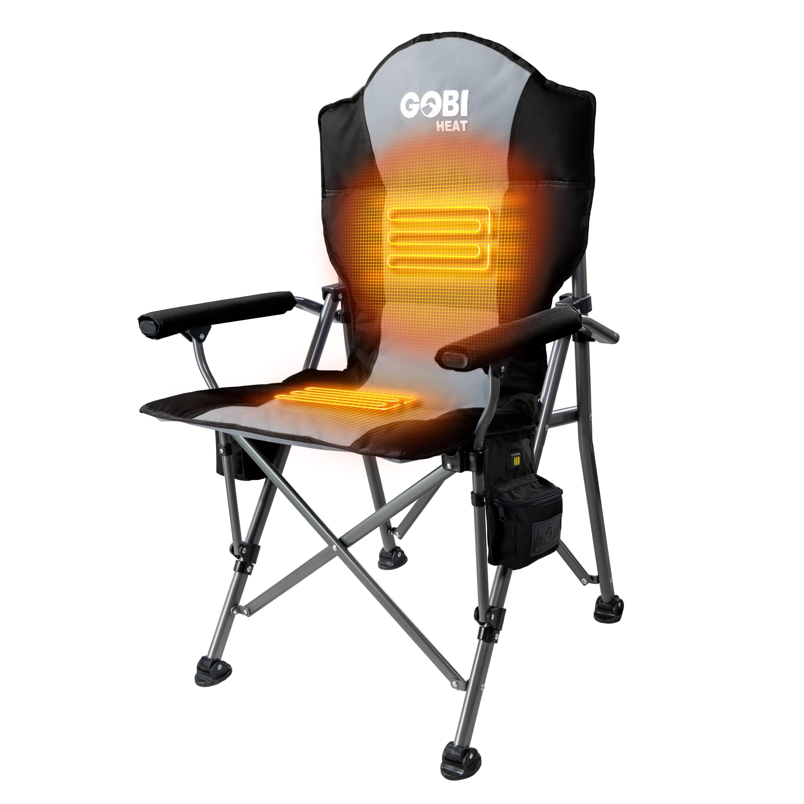 Gobi Heat - Portable Heated Camping Chair with 3 Adjustable Settings - Outdoor Folding Chair for Winter Camping, Hunting, and Backpacking - Essential Gear for Cold Weather Adventures (Slate)