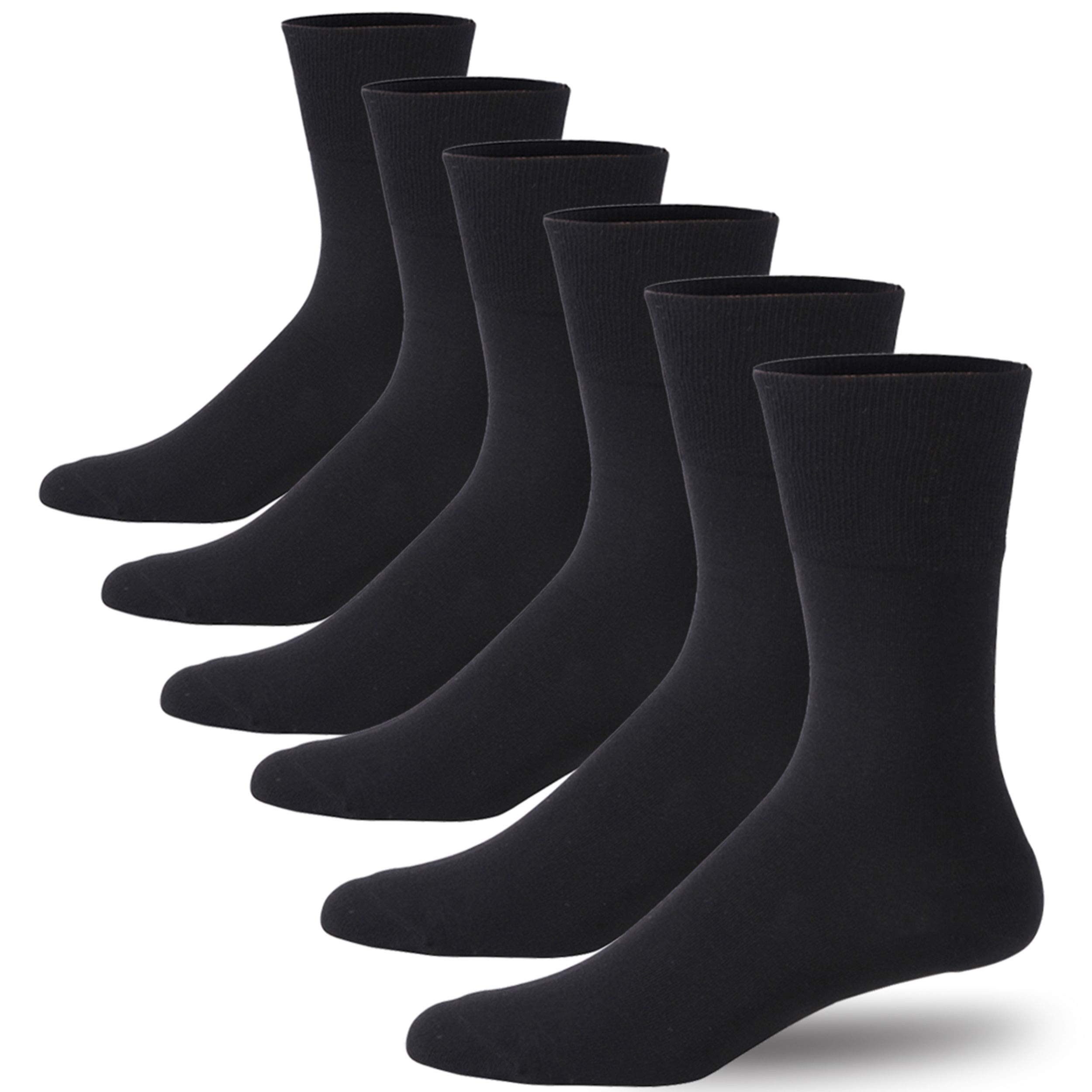 Forcool Non-Binding Diabetic Socks for Men & Women - Soft Cotton Crew Socks (M/L/XL, 3/6 Pairs) - Comfortable Non-Slip Socks for Diabetes, Swollen Feet & All-Day Wear