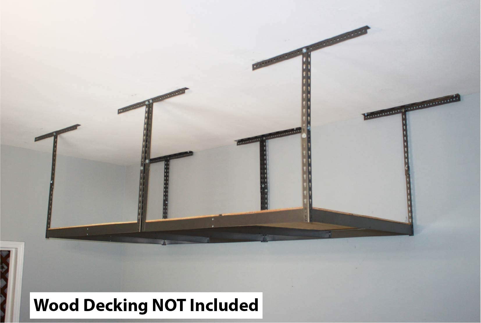 MonsterRax 4x8 Overhead Garage Storage Rack Frame Kit - Heavy Duty Hanging Shelves, Adjustable Ceiling Storage System (18