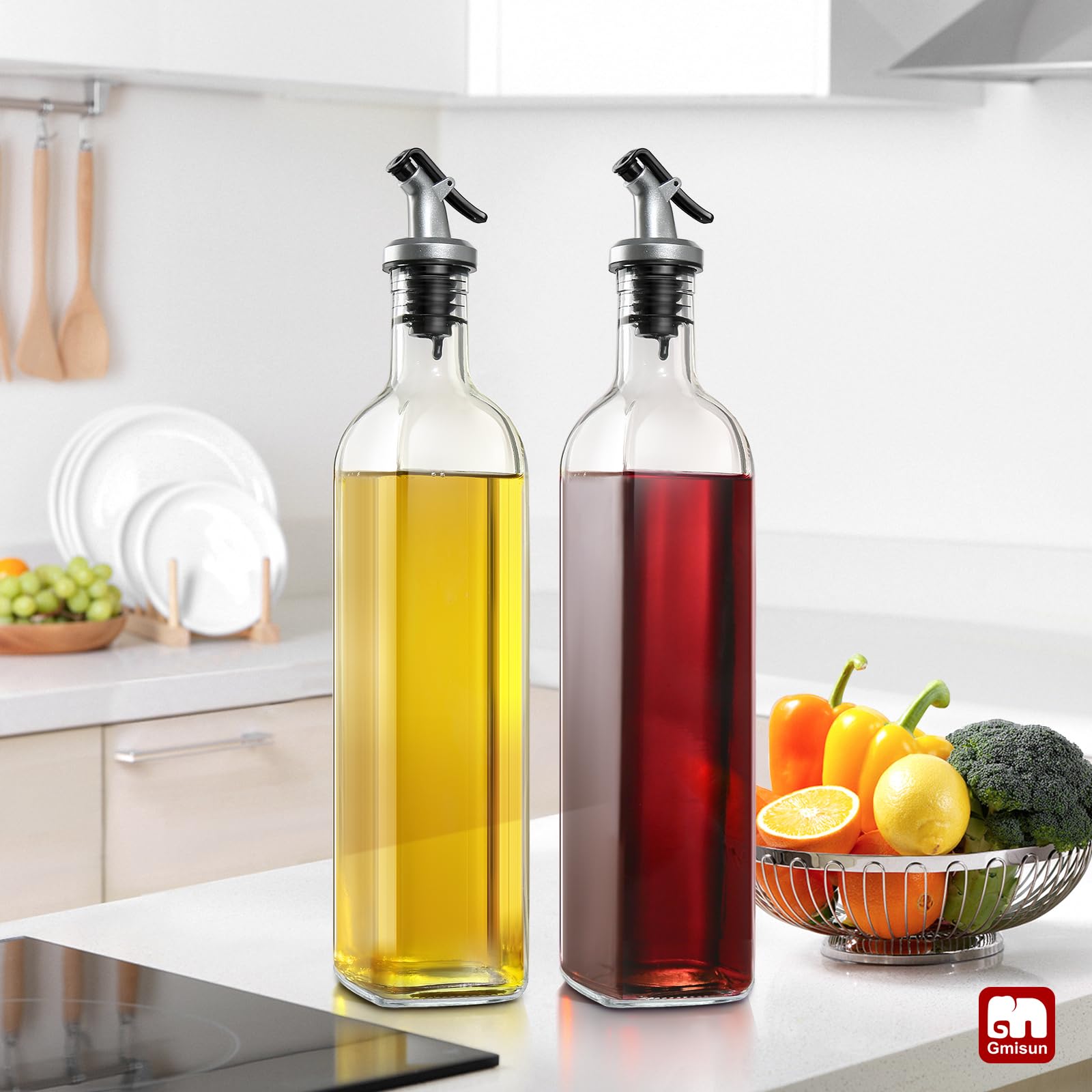 Premium Glass Oil Dispenser Bottle for Kitchen - Olive Oil & Vinegar Pourer with Spout - 1 Pack - Perfect for Cooking, Salad Dressing & Baking