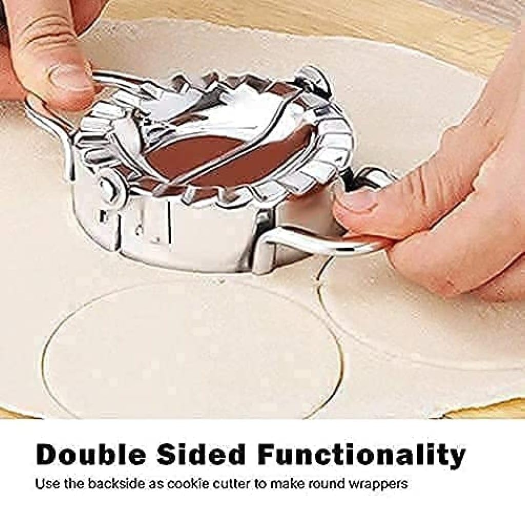 Premium Stainless Steel Momo Maker & Dumpling Press - Multi-Purpose Gujiya, Karanji, Ghughra, Samosa Mold - Durable Kitchen Accessory for Homemade Asian Snacks & Party Appetizers