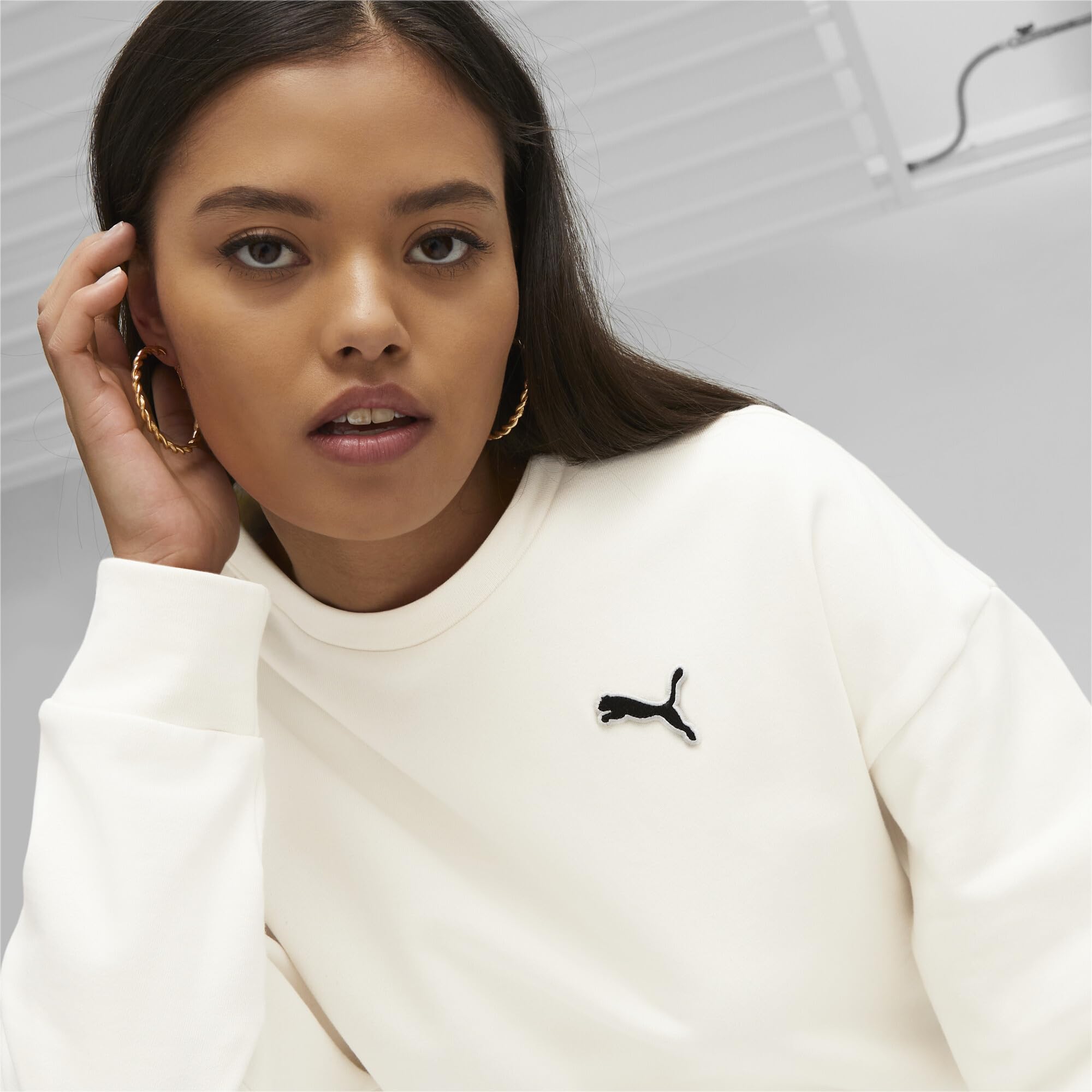 PUMA Women's Better Essentials Crew FL Sweatshirt - Soft Cotton Blend Pullover for Casual Wear, Gym & Lounge