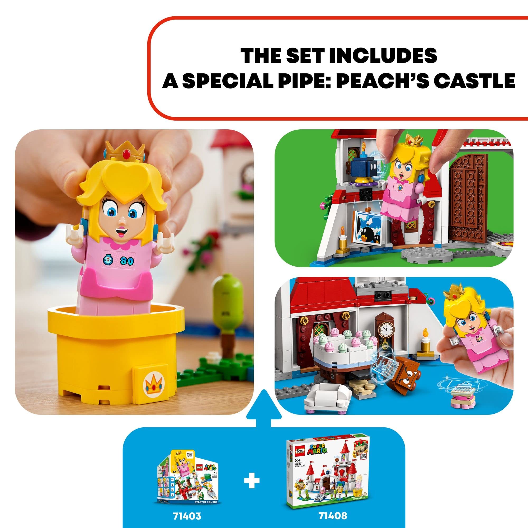 LEGO Super Mario Peach’s Castle Expansion Set 71408 | Interactive Building Toy with Bowser & Toadette Figures | Compatible with Starter Course | Perfect Gift for Kids Ages 8+ | Fun Family Game Night & Creative Play