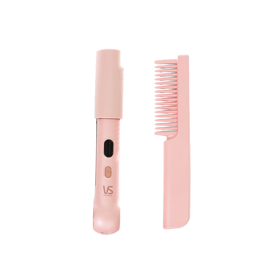 VIDAL SASSOON VS Brush & Straightener Set 2024 - Pink Hair Styling Kit for Smoothing & Straightening | Perfect for Home Use, Salon Styling & Travel