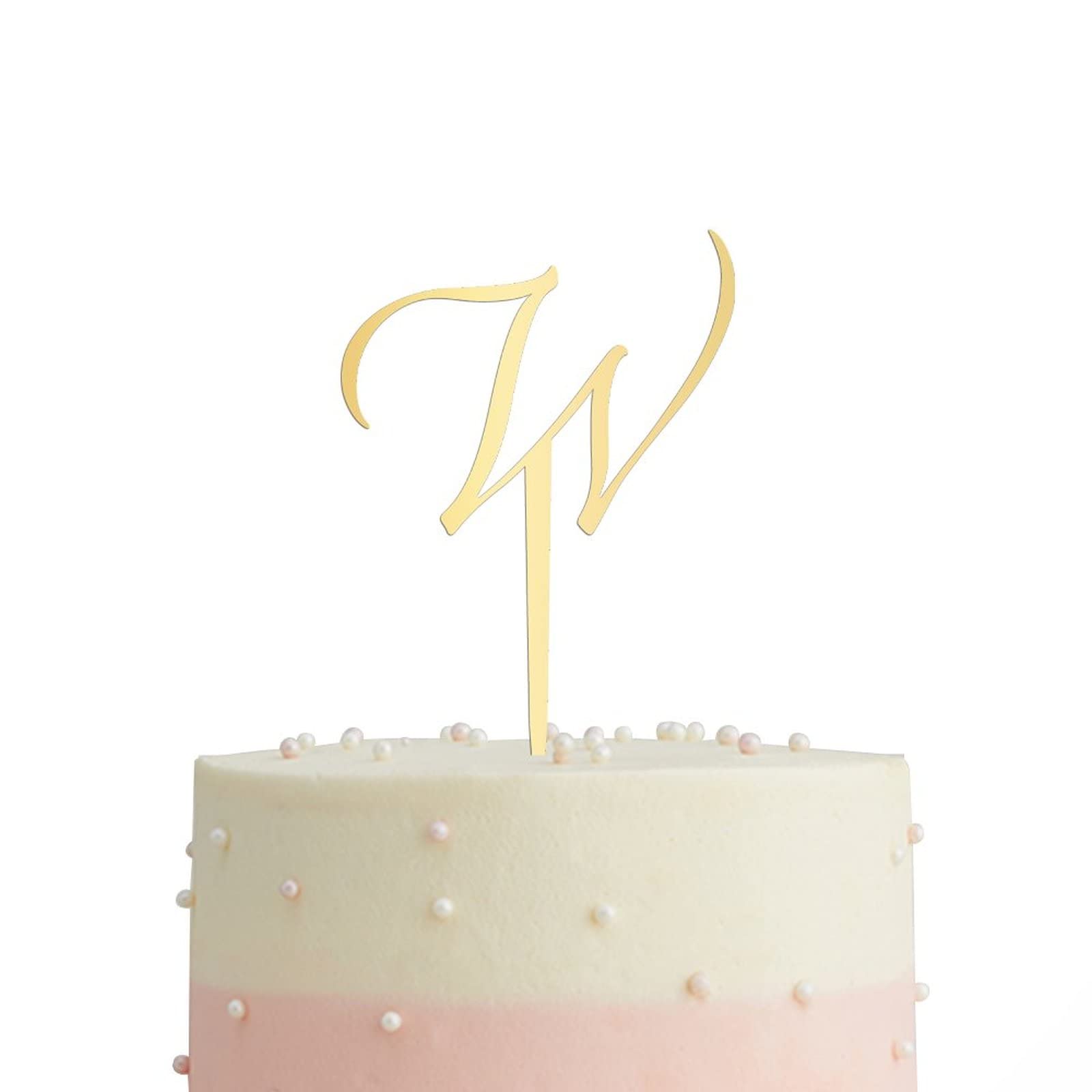 Personalized Acrylic Gold Glitter Letter W Cake Topper - Rustic Wedding, Anniversary, Engagement Party Decor - Perfect for Custom Cakes and Special Celebrations