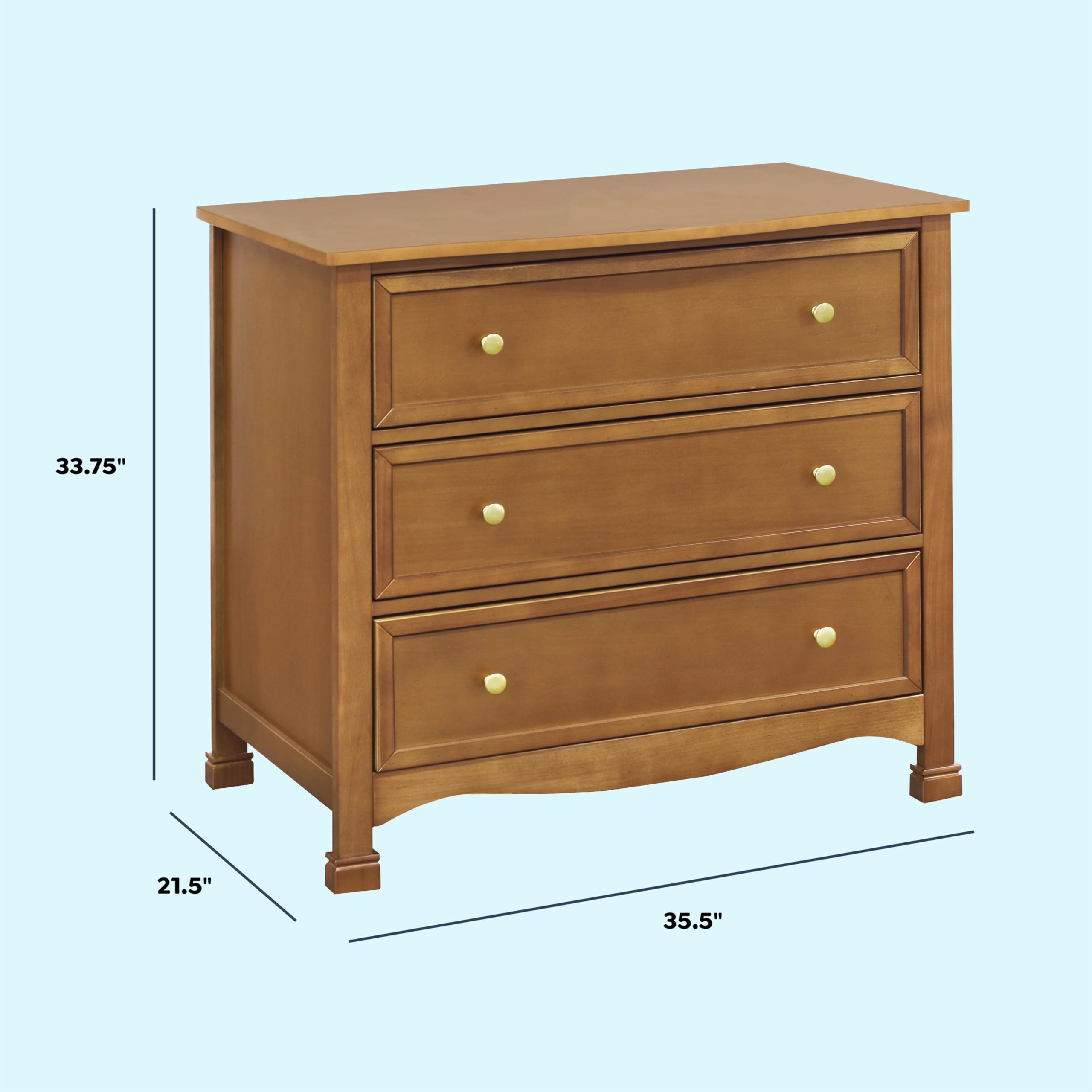 DaVinci Kalani 3-Drawer Chestnut Wood Dresser - Stylish Nursery & Bedroom Storage Furniture for Baby Clothes, Toys & Essentials