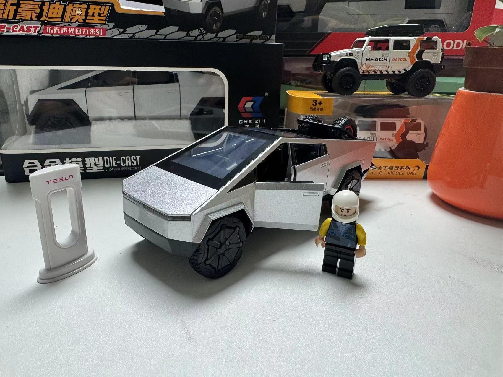 1:32 Scale Gray Cybertruck Metal Diecast Toy Truck with LED Lights & Sound Effects - Realistic Tesla Cybertruck Replica for Kids & Collectors - Perfect Birthday Gift & STEM Learning Toy for Boys & Girls (Black) - Great for Playtime, Display & Car Enthusiast Collections