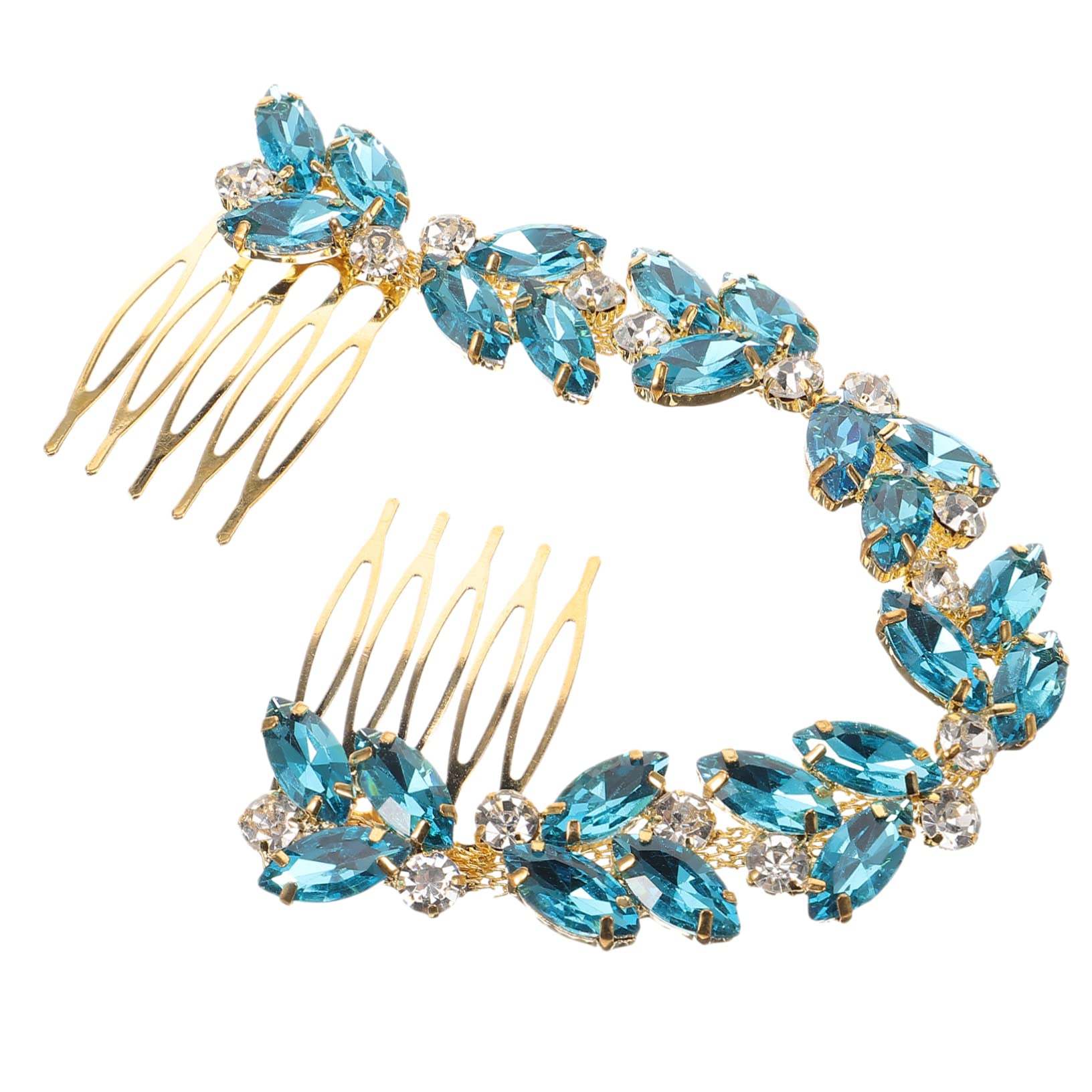 EXCEART 5-Piece Rhinestone Hair Comb Set - Crystal Leaf Hair Forks, Bridal Headpieces, Alloy Hair Clips for Wedding, Bridesmaid & Special Occasions | Perfect for Updos, Side Styling & Formal Events