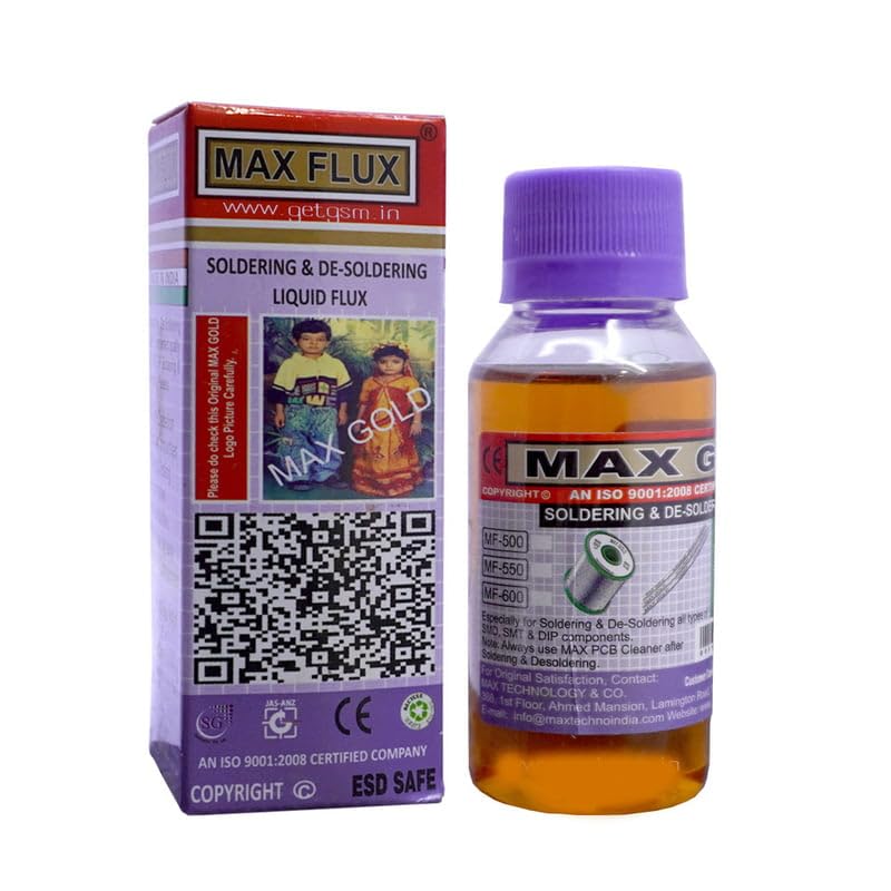 SP Electron 60ml Max Flux Soldering & Desoldering Liquid - High Performance Solder Paste Flux for Electronics Repair, PCB Work, and DIY Projects - Perfect for Soldering Wires, Circuit Boards, and Component Removal