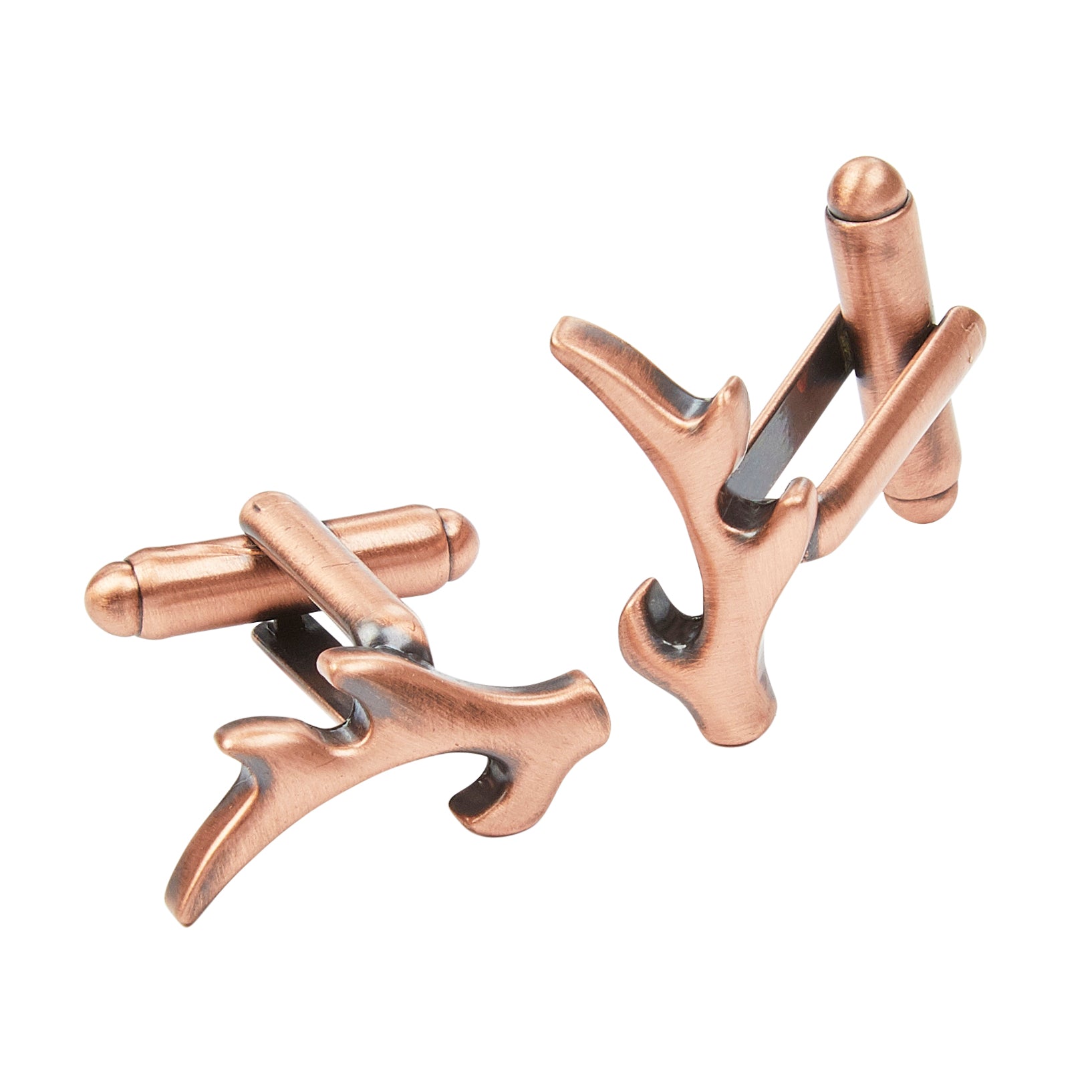 Premium Copper Antler Cufflinks for Men - KCL47C - Elegant Wedding & Formal Office Accessories