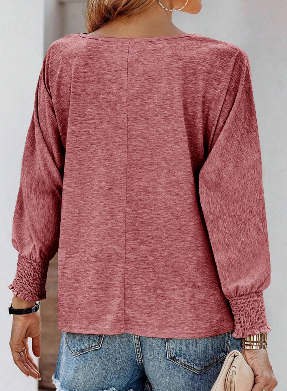 Dokotoo Women's Long Sleeve Batwing T-Shirt 2024 | Oversized Crewneck Casual Top | Loose Fit Basic Tee for Everyday Wear, Work & Weekend Outfits