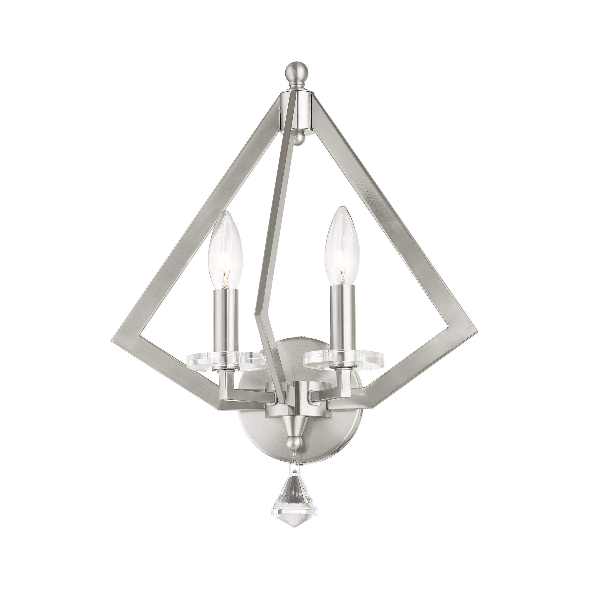 Livex Lighting 50662-07 Diamond 2-Light Wall Sconce in Bronze - Elegant Wall Light Fixture for Bedroom, Living Room, and Hallway Decor