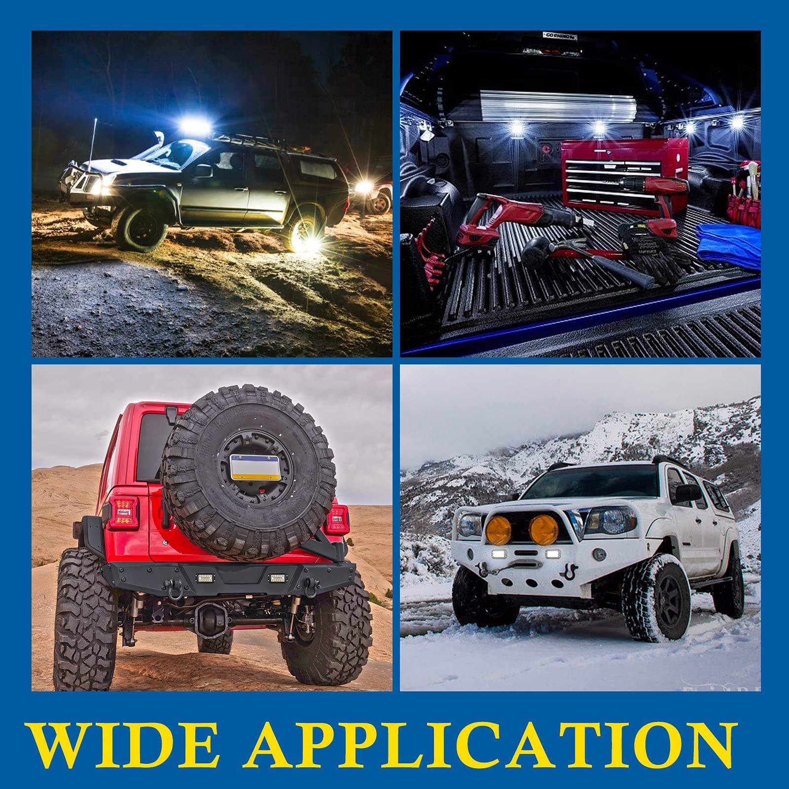 BUNKER INDUST 2Pcs 6 Inch Flush Mount LED Pod Lights + 2Pcs 5 Inch Flush Mount LED Work Lights - Waterproof Off-Road Lighting for Trucks, Jeeps, ATVs & Marine Boats