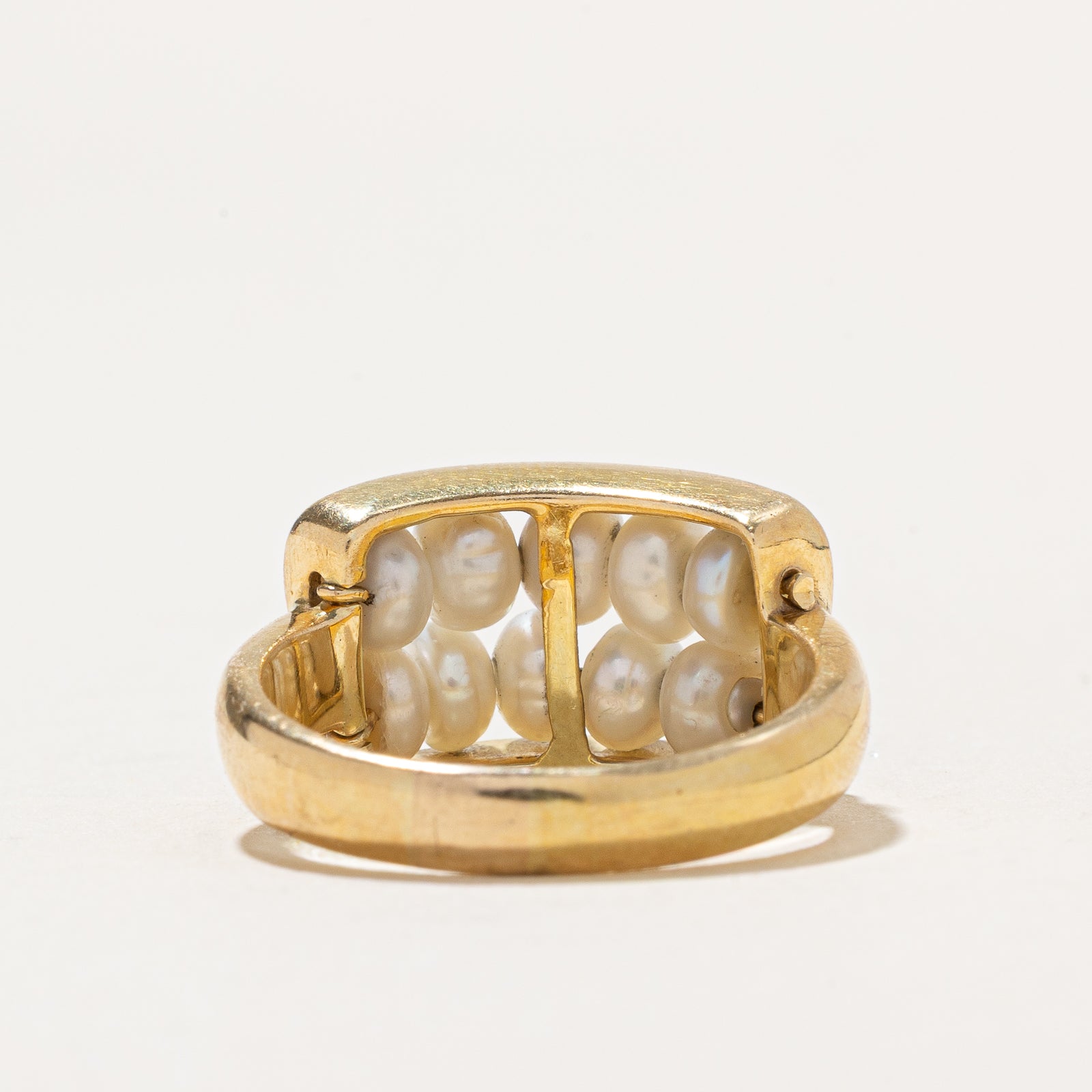 Elegant Double Row Pearl Ring with Button Design - Size 5.75 | Perfect for Weddings, Parties & Special Occasions