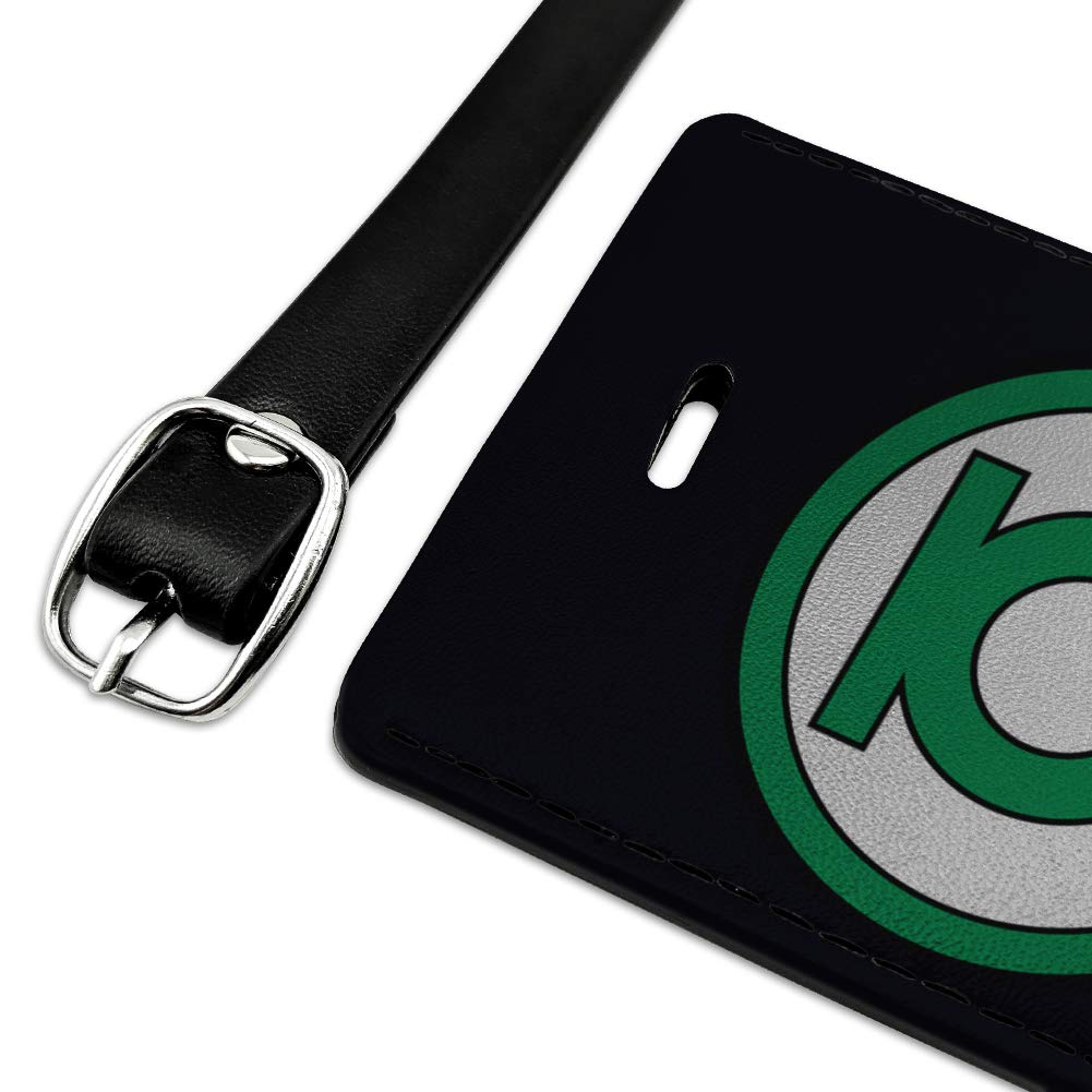 Green Lantern Logo Rectangle Leather Luggage Tag - Durable Suitcase ID Card Holder for Carry-On Bags - Perfect for Travel, Business Trips & Vacation Identification