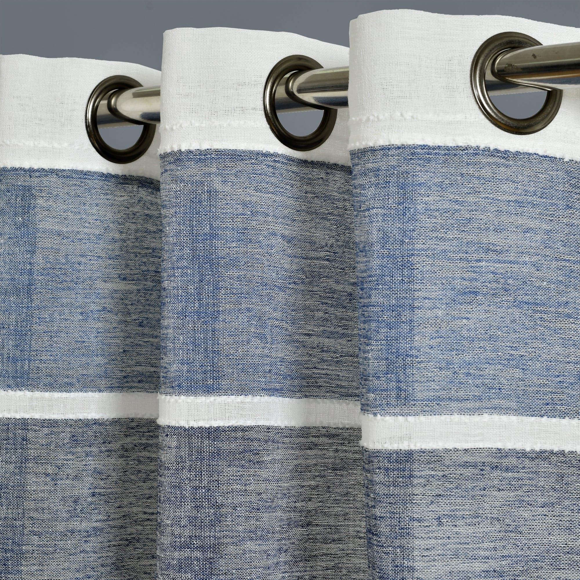 Textured Stripe Grommet Sheer Window Curtain Panel Set - Light Filtering Modern Drapes for Living Room, Bedroom & Office - 2 Panels 84 Inch Length