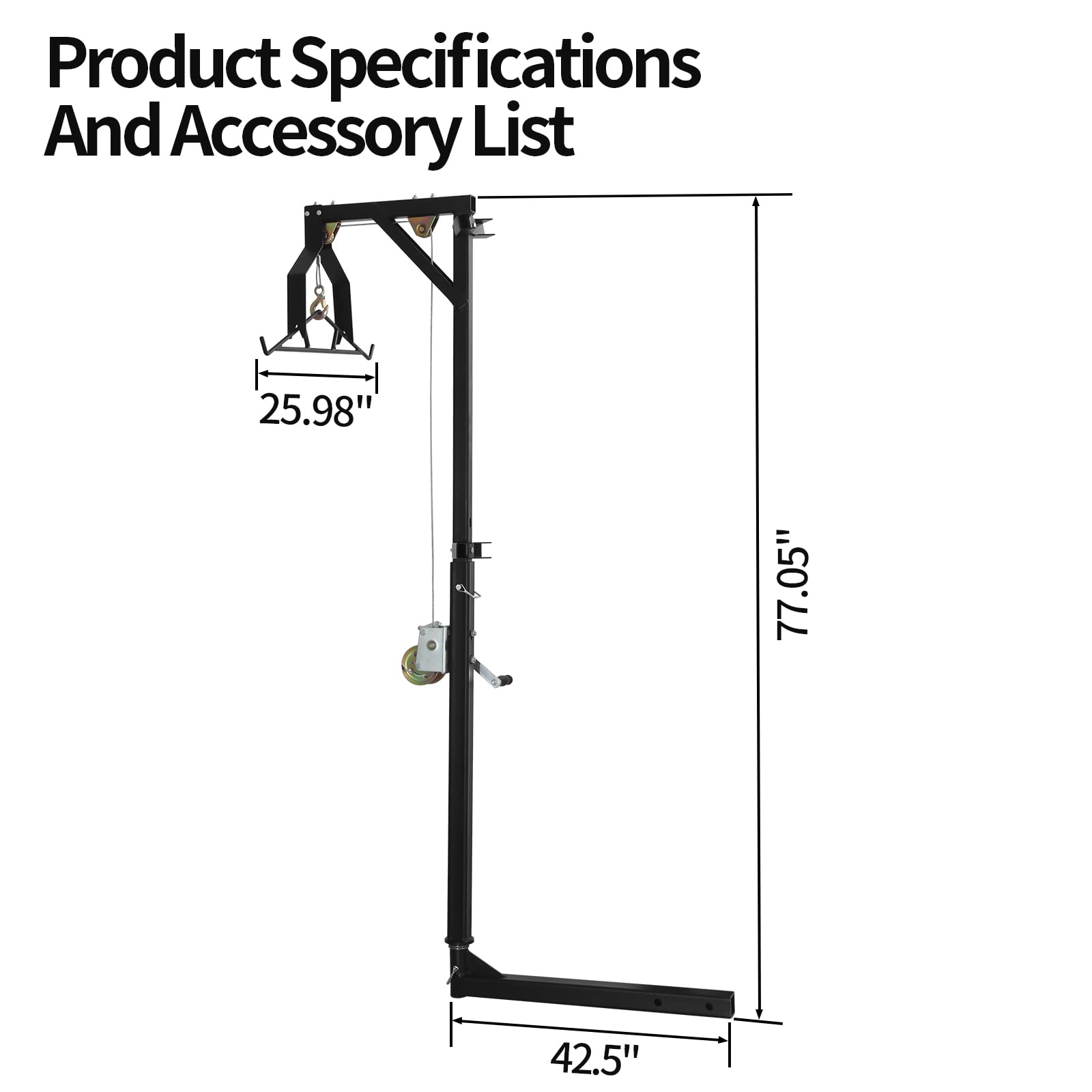 Heavy Duty Truck Hitch Game Hunting Hoist - 400 lb Capacity Complete Kit with Winch & Gambrel for Deer Processing, Skinning and Cleaning | Perfect for Field Dressing, Camping & Outdoor Hunting Adventures