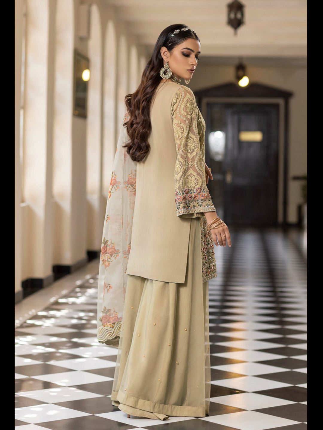 Elegant Beige Designer Heavy Semi-Stitched Pant Suit with Exquisite Embroidery | Formal Office Wear & Wedding Guest Outfit
