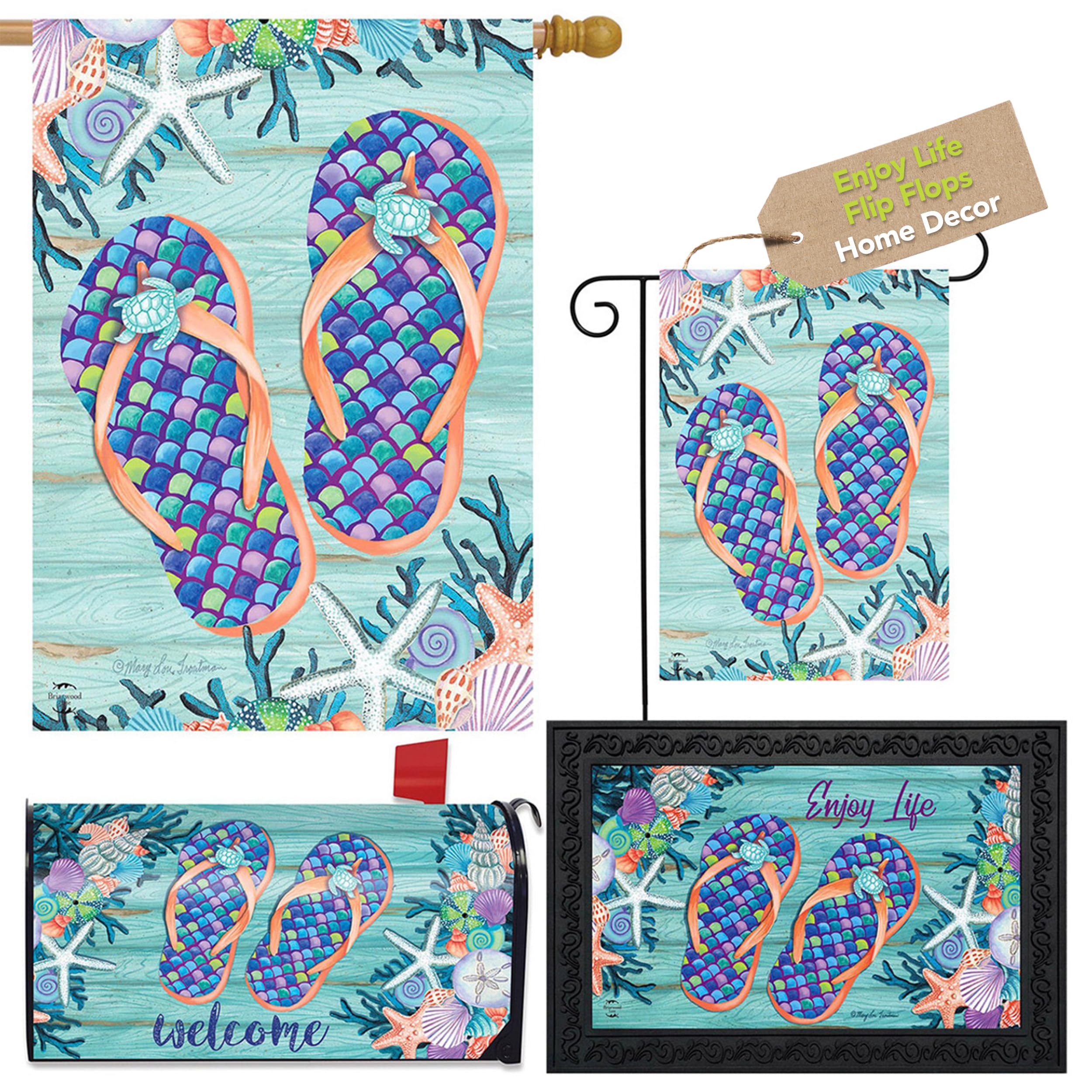 Briarwood Lane Summer Home Decor Bundle - House Flag, Garden Flag, Doormat & Mailbox Cover - Indoor & Outdoor Seasonal Decorations - Perfect for Patio, Porch, Front Yard & Summer Parties