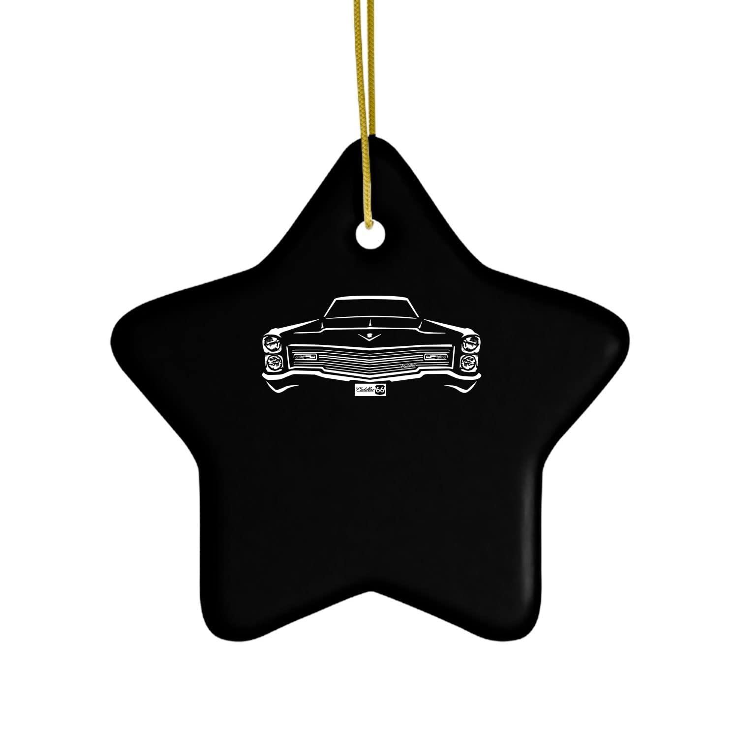 Vintage 1966 Cadillac Classic Car Ceramic Hanging Ornament - Funny Porcelain Christmas Tree Decor for Men & Women | Perfect for Holiday Gifts, Car Enthusiasts, and Retro Home Decor