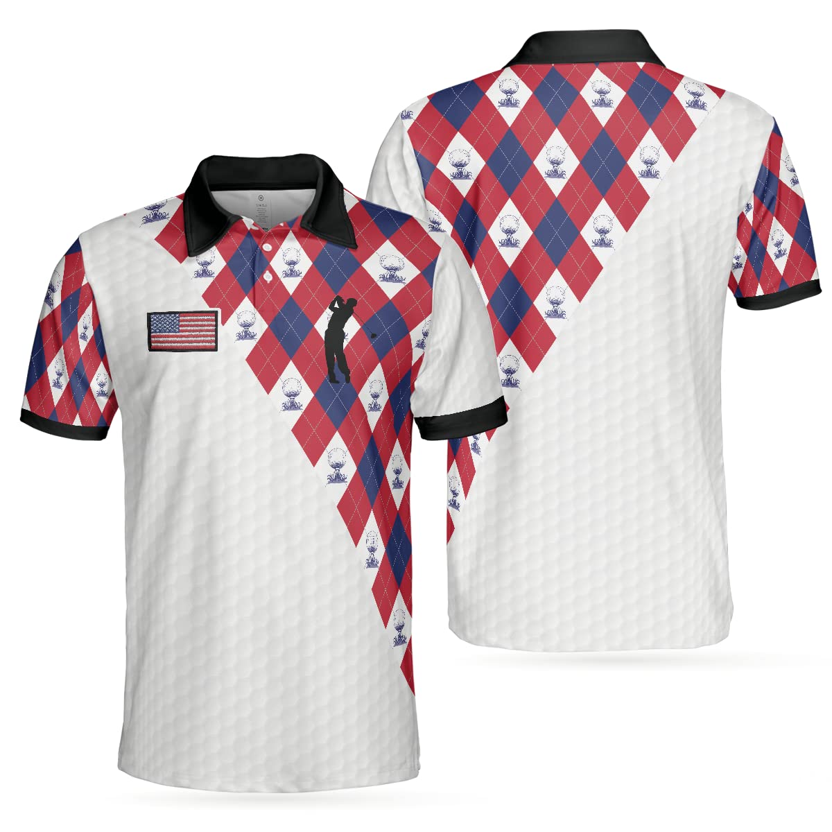 HYPERFAVOR Patriotic Golf Shirts for Men - American Flag Polo Shirts, Short Sleeve Performance Golf Shirts for Men - Perfect for Golf Tournaments, 4th of July Celebrations & Patriotic Events