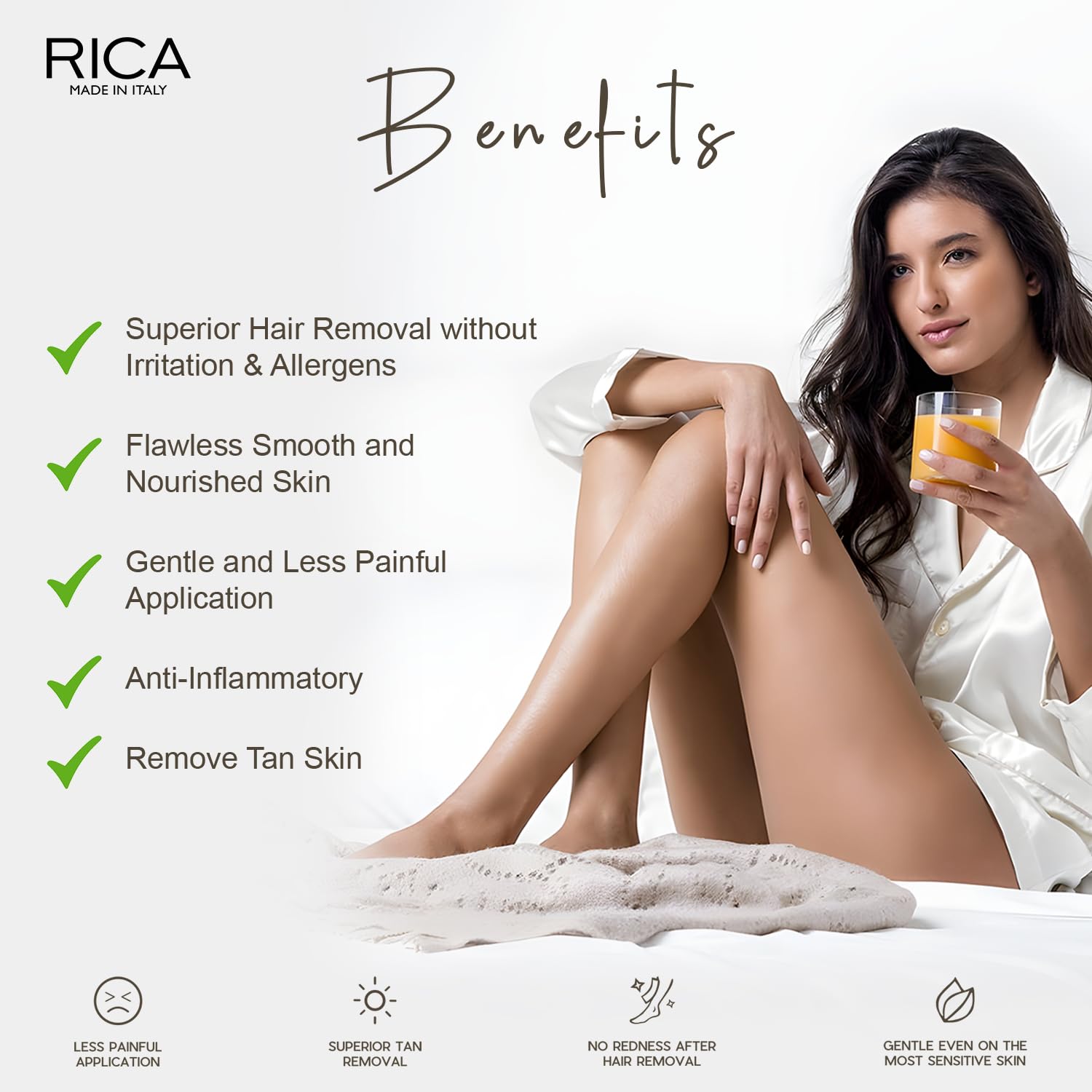 Rica Dark Chocolate Wax for Sensitive Skin - 800ml (Set of 2) | Painless Hair Removal for Legs, Arms & Bikini Area | Natural Skincare Treatment