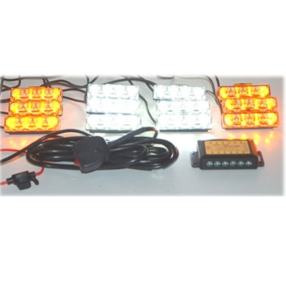 12 Head Euro LED Strobe Light Bar Kit - Red & Blue Emergency Warning Lights for Police, Fire, Security Vehicles & Off-Road Trucks