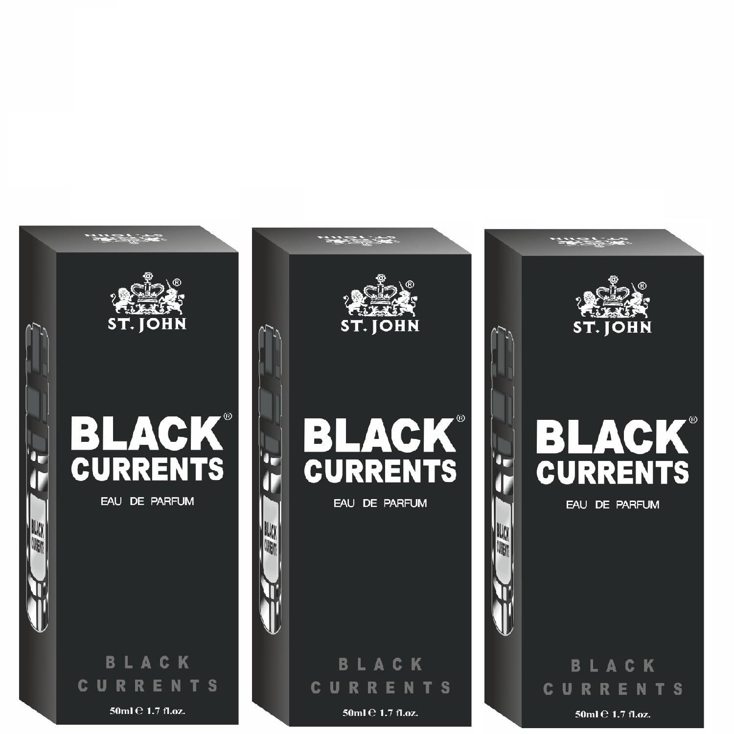 ST.JOHN Black Currant Eau De Parfum for Men & Women - Long Lasting Fragrance Spray, Fresh & Soothing Scent (50ml, 3-Pack) | Perfect for Date Nights, Office Wear & Special Occasions