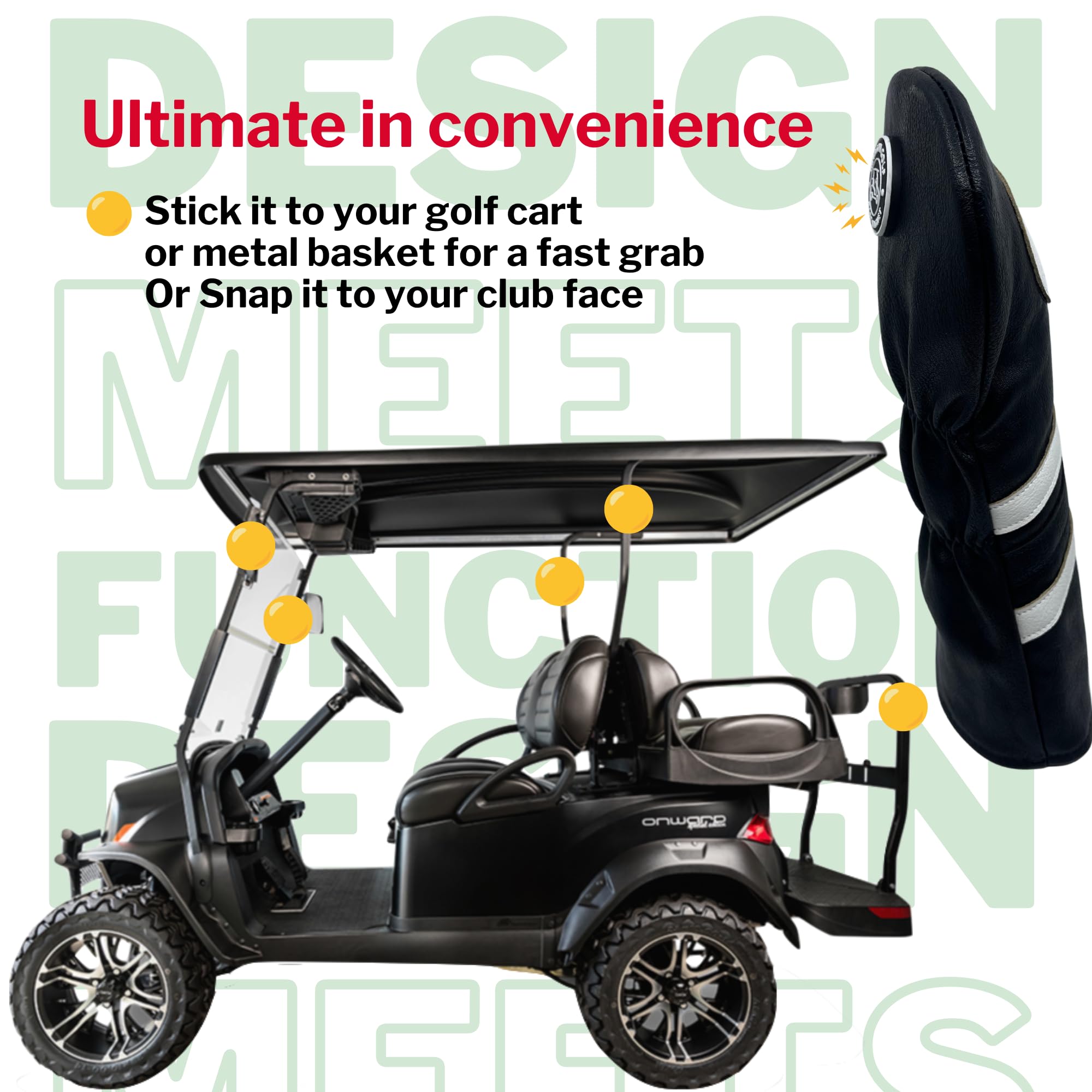 Madson Golf Cart Magnet Headcovers 3-Piece Set - Driver, Fairway Wood & Hybrid Club Head Covers with Secure Rubber Magnet for Quick Access | Perfect for Golf Course, Driving Range & Club Protection During Transport
