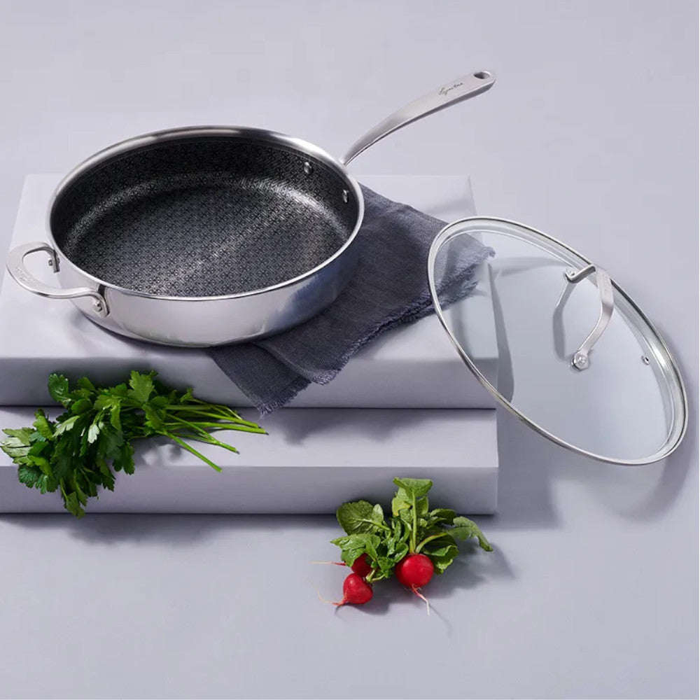 LAGOSTINA L930040528M Professional 28cm Stainless Steel Sauté Pan with Resist Clad Technology - Perfect for Searing, Frying & Cooking Steaks, Vegetables & Sauces