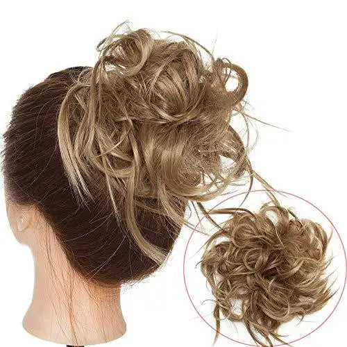 Tousled Wavy Hairpiece Bun Scrunchie Hair Wrap - Perfect for Women's Updo Hairstyles, Casual & Formal Events, and Everyday Wear
