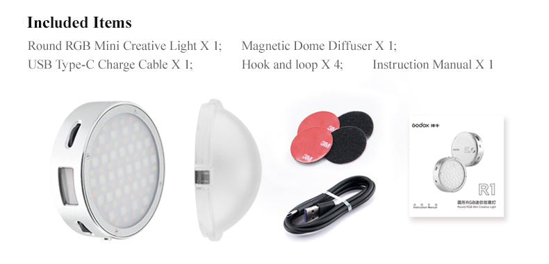 Godox R1 RGB Round LED Photography Light - Portable Continuous Lighting for YouTube, Vlogging, Studio & Product Photography