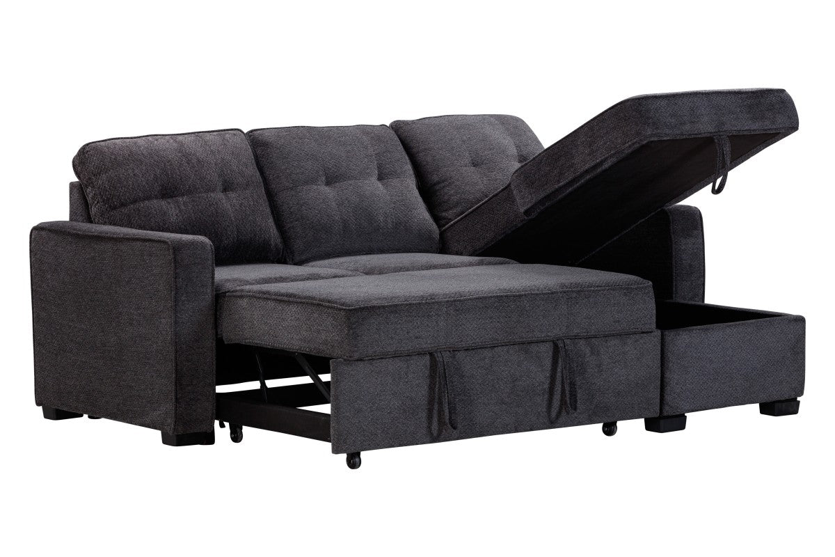 Amias Sleeper Bed with Storage - Charcoal Gray Sofa Bed for Small Spaces, Guest Room & Living Room | Comfortable & Space-Saving Furniture