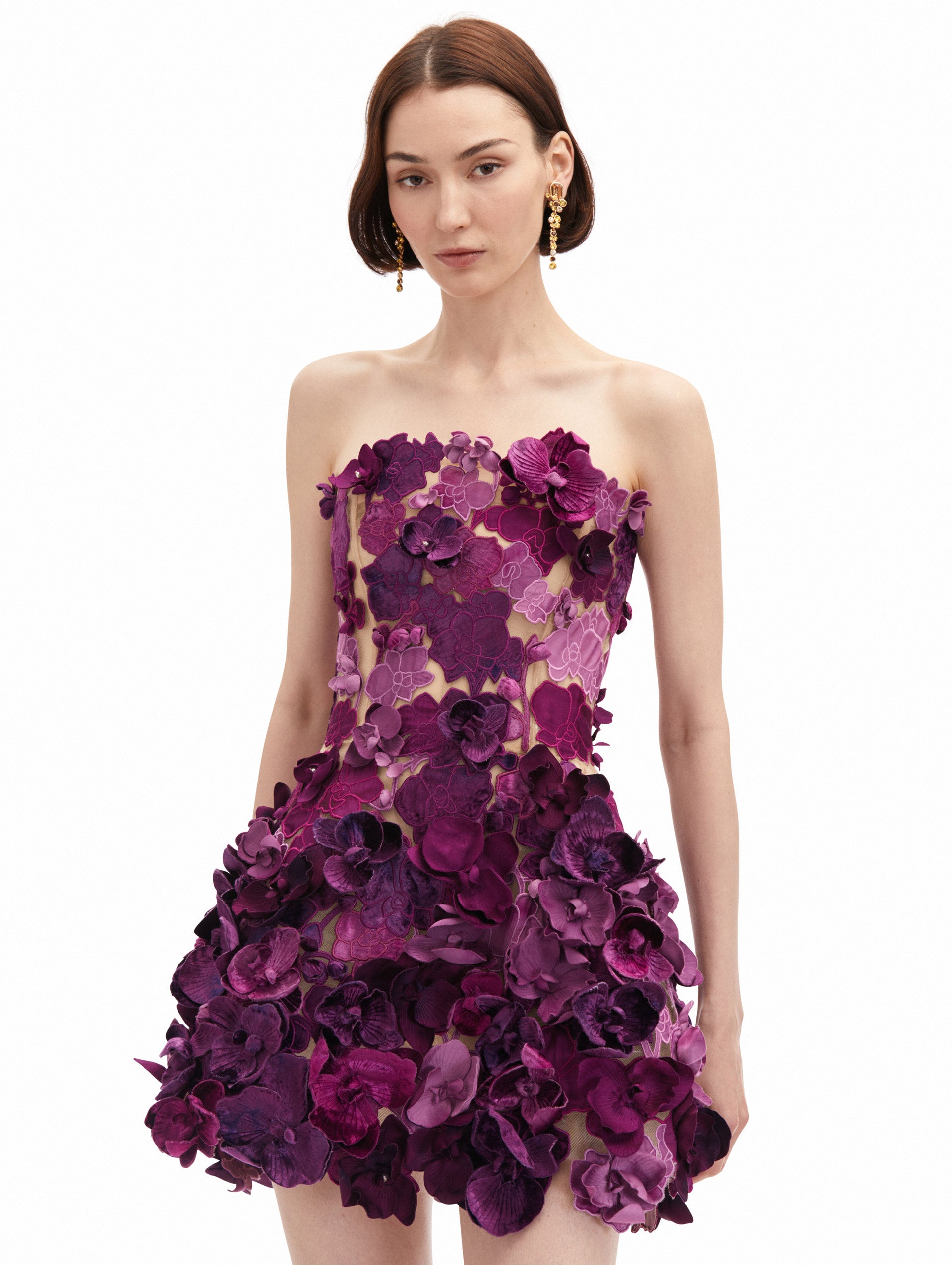 Elegant Orchid Embroidered Cocktail Dress for Women - Perfect for Evening Parties, Weddings & Special Occasions