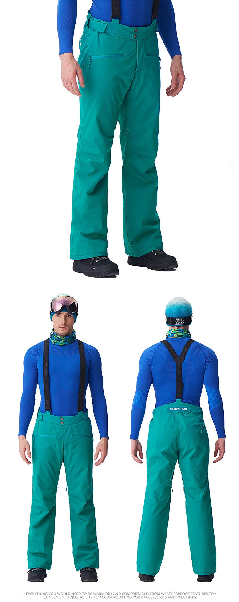Men's Waterproof Winter Ski Pants with Adjustable Shoulder Straps - Thermal Snow Pants for Skiing, Snowboarding & Outdoor Sports - Perfect for Cold Weather Activities