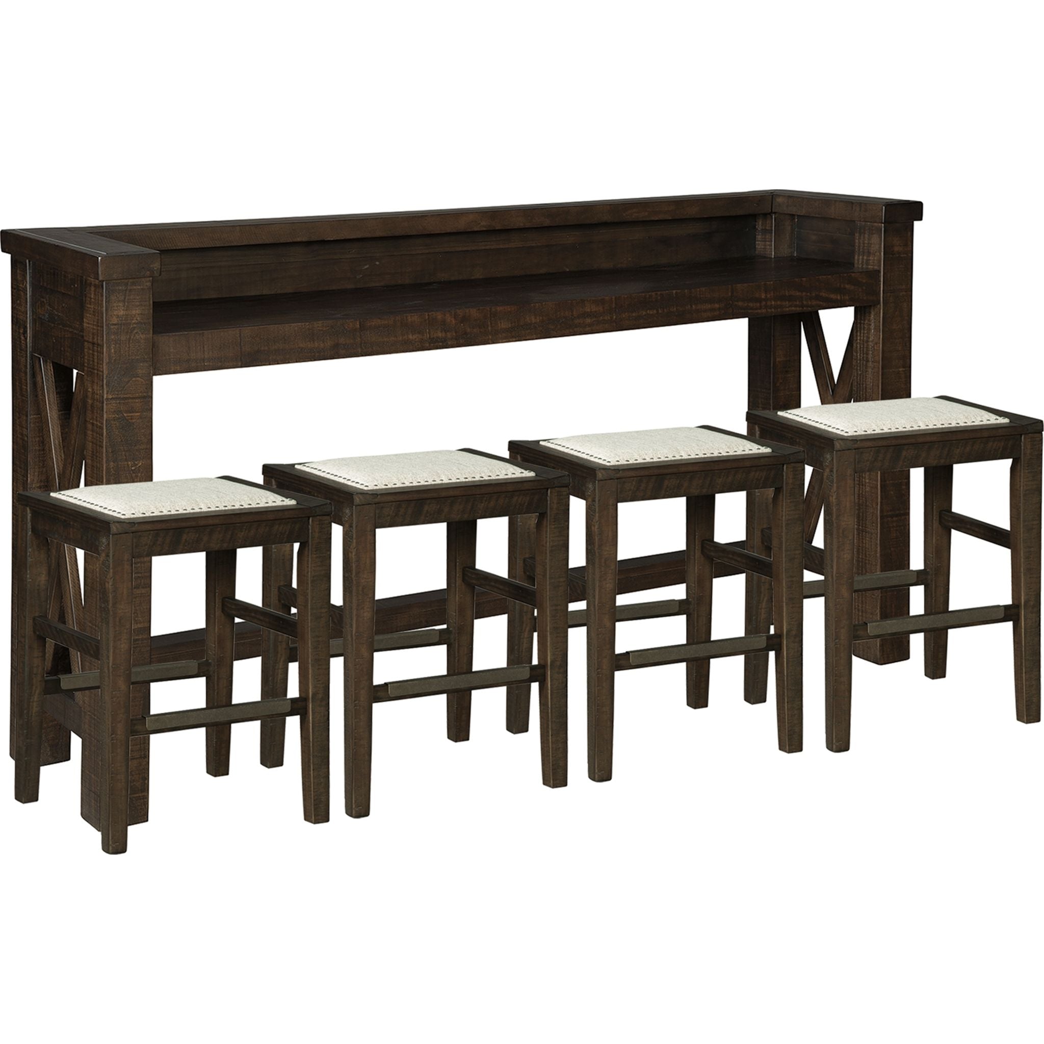 Handcrafted Wooden Counter Height Dining Set - 5-Piece Kitchen Table and Stools for Small Spaces, Breakfast Nook & Apartment Living - Rustic Farmhouse Style