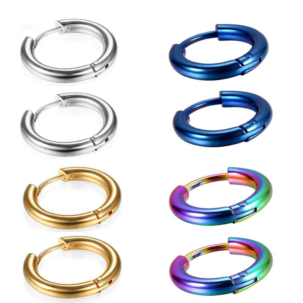 Hypoallergenic 316L Surgical Stainless Steel Huggie Hoop Earrings - 6mm/8mm/10mm/11mm/12mm/14mm Small Cartilage Hoops for Helix, Lobe & Tragus Piercing - Sleek Hinged Sleepers for Men & Women - Perfect for Everyday Wear, Gifts & Minimalist Jewelry Style