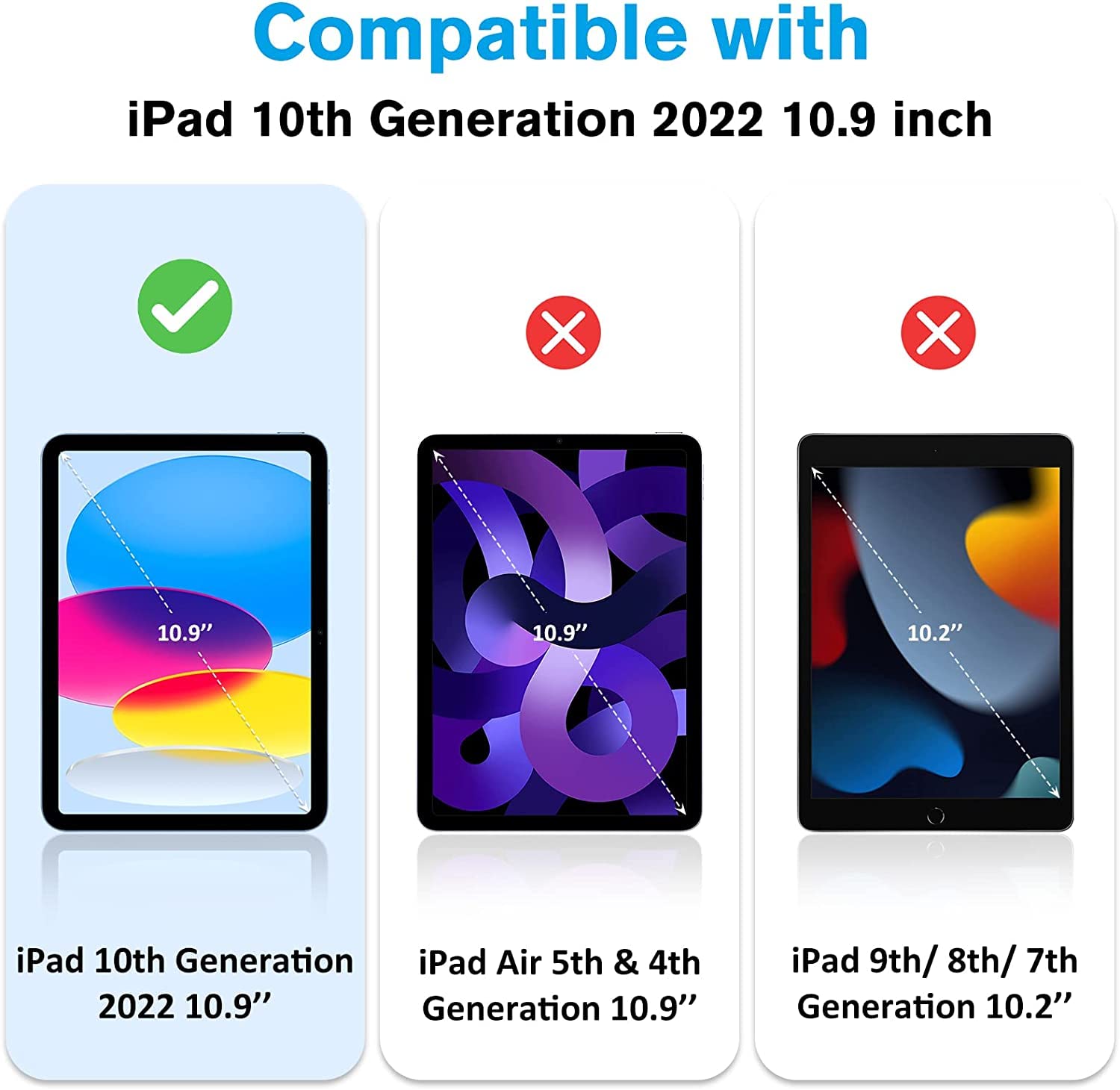Shockproof iPad 10th Generation Case 2022 - KIQ Guardian Hybrid Protective Cover with Kickstand for Apple iPad 10.9 (10th Gen) | Black & Blue | Perfect for Work, Travel & Entertainment