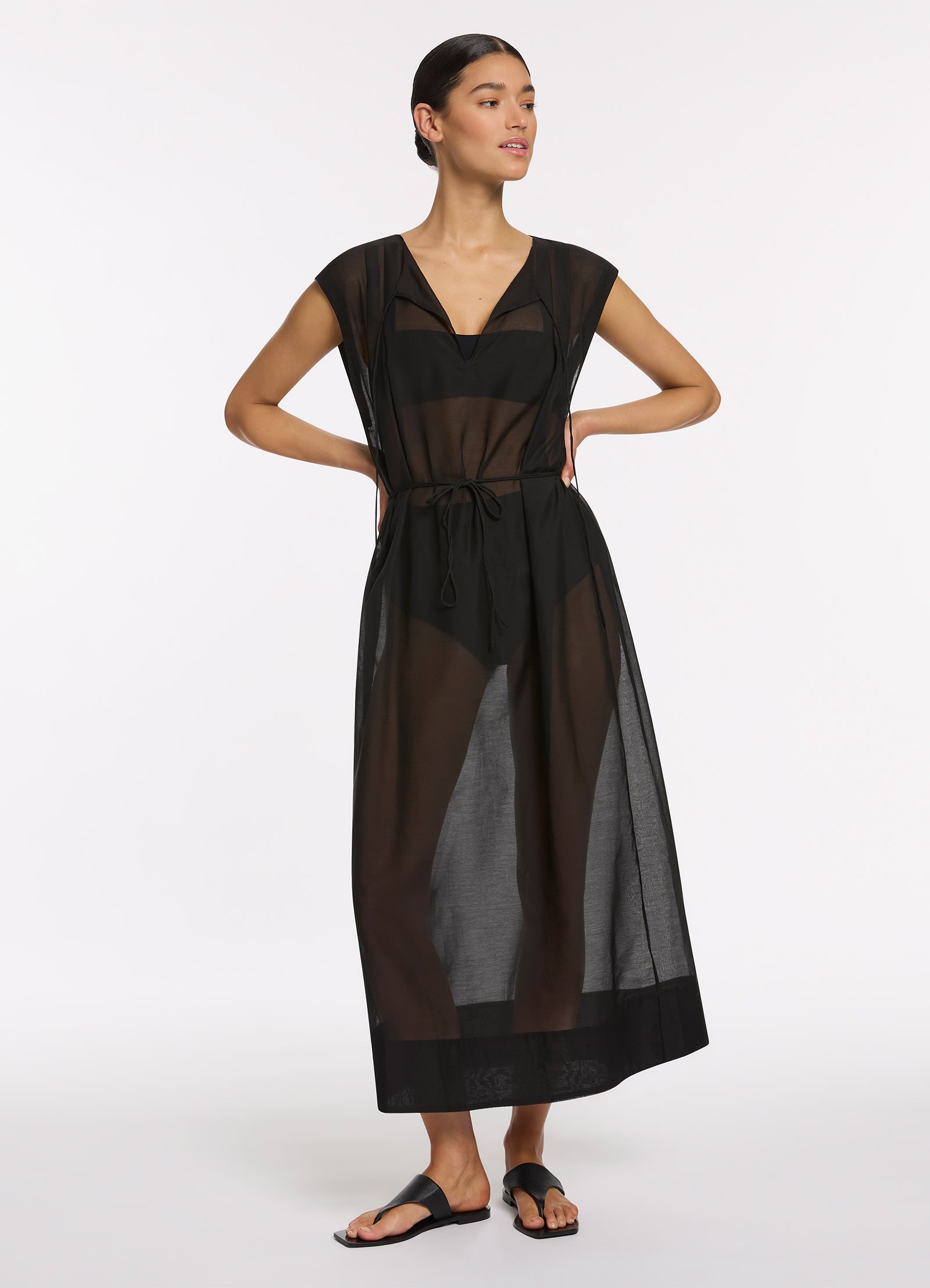 Jetset Gathered Maxi Cover Up - Black Beach Dress for Women | Perfect for Poolside, Vacation & Summer Outfits