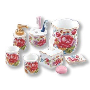 Miniature Dresden Rose Bathroom Set for Dollhouse - Perfect for Dollhouse Decor, DIY Miniature Projects & Collectors