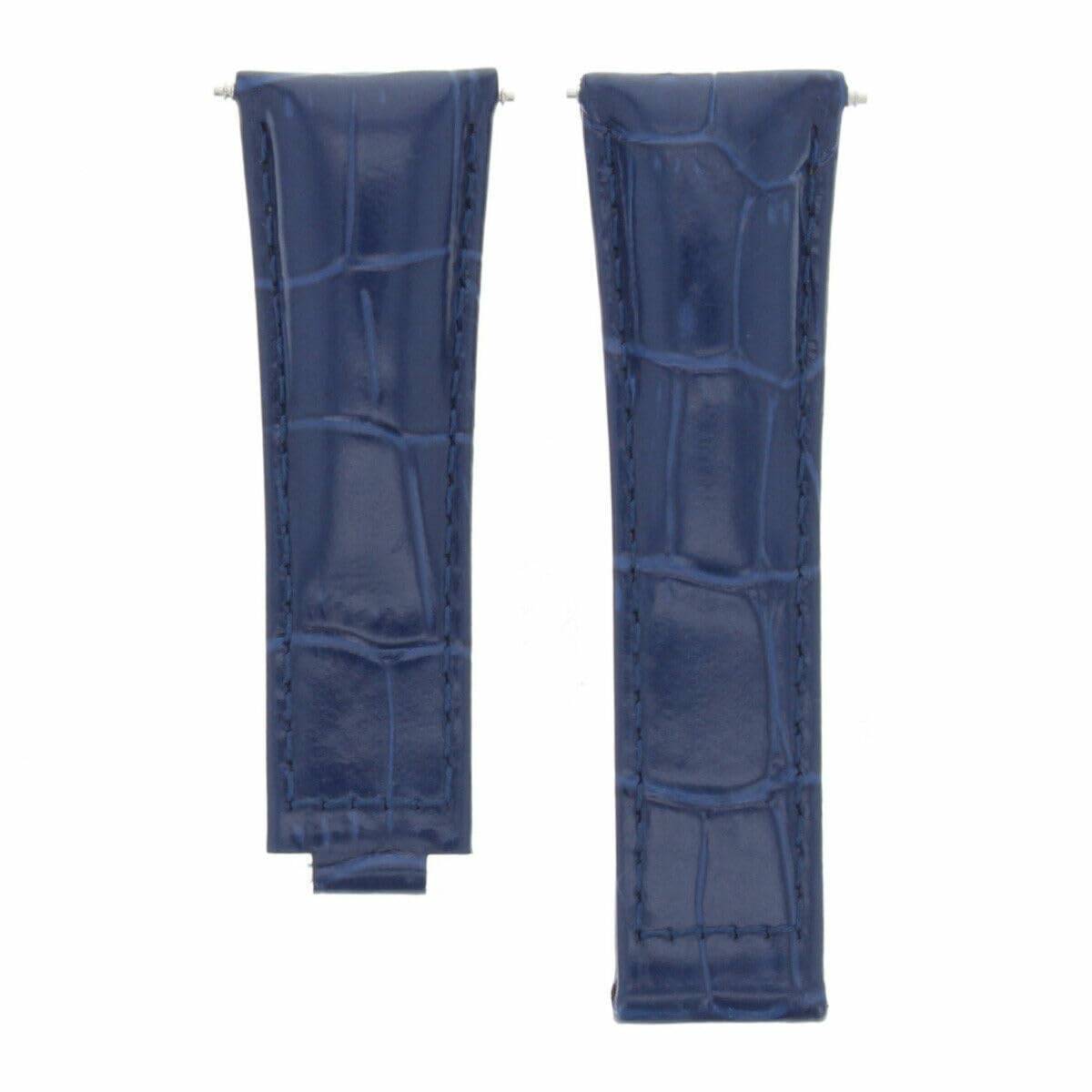 Premium Genuine Leather Watch Band Strap Compatible with Rolex Daytona 16518 16519 116520 116528 - Blue Short Replacement Strap for Men - Perfect for Business, Casual & Formal Occasions