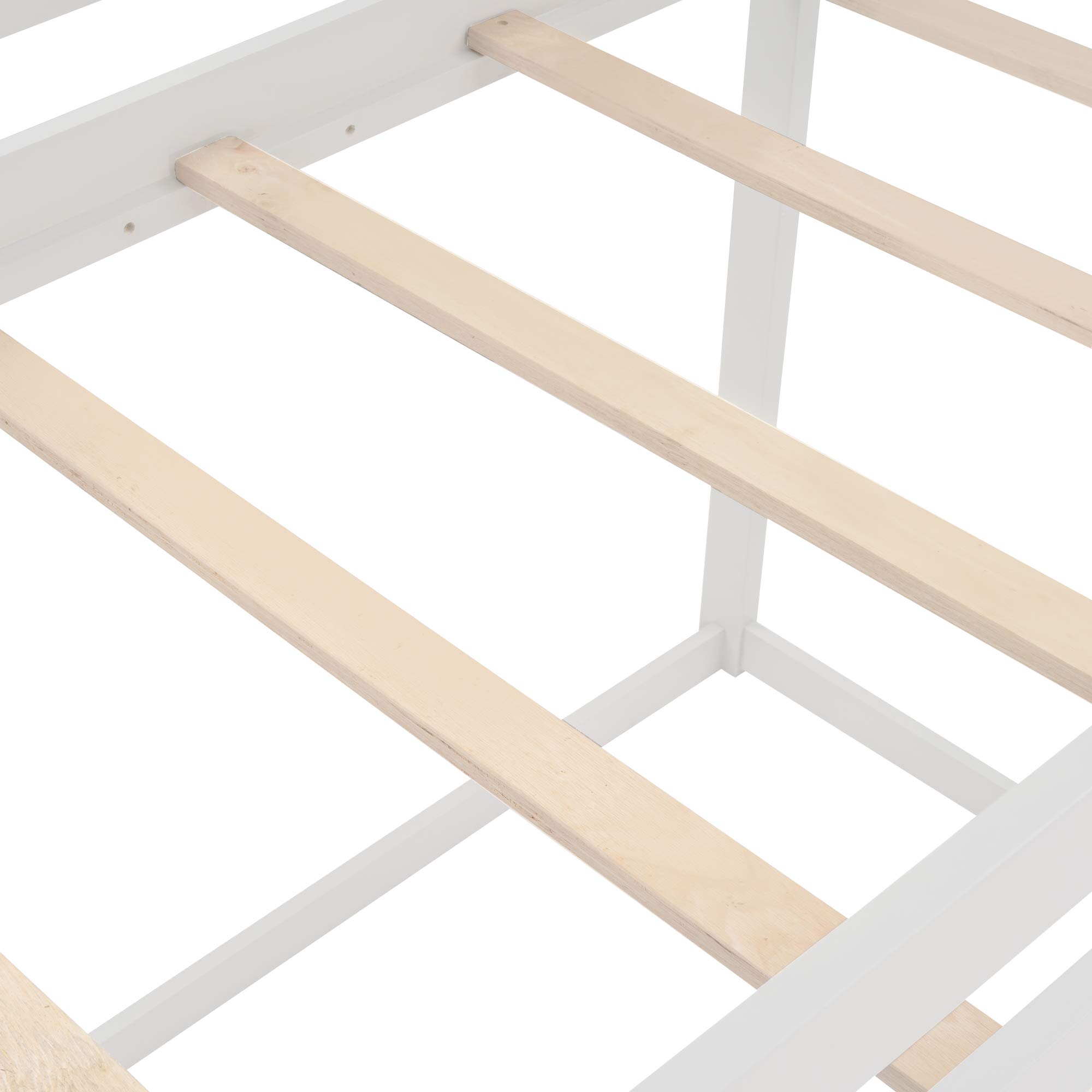 Harper & Bright Designs Twin Over Twin Low Bunk Bed - Solid Wood House Frame with Ladder & Safety Rails for Kids, Teens, Boys & Girls (White) | Space-Saving Bedroom Solution for Small Rooms, Shared Kids Rooms & Sleepovers