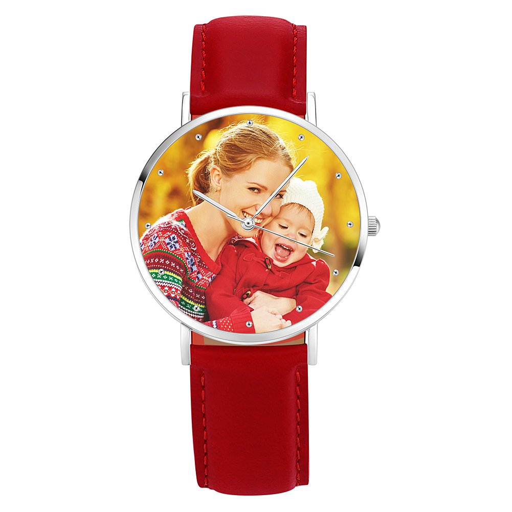 Personalized Leather Watch for Women - Custom Photo & Engraving - Perfect Gift for Birthday, Anniversary & Holidays