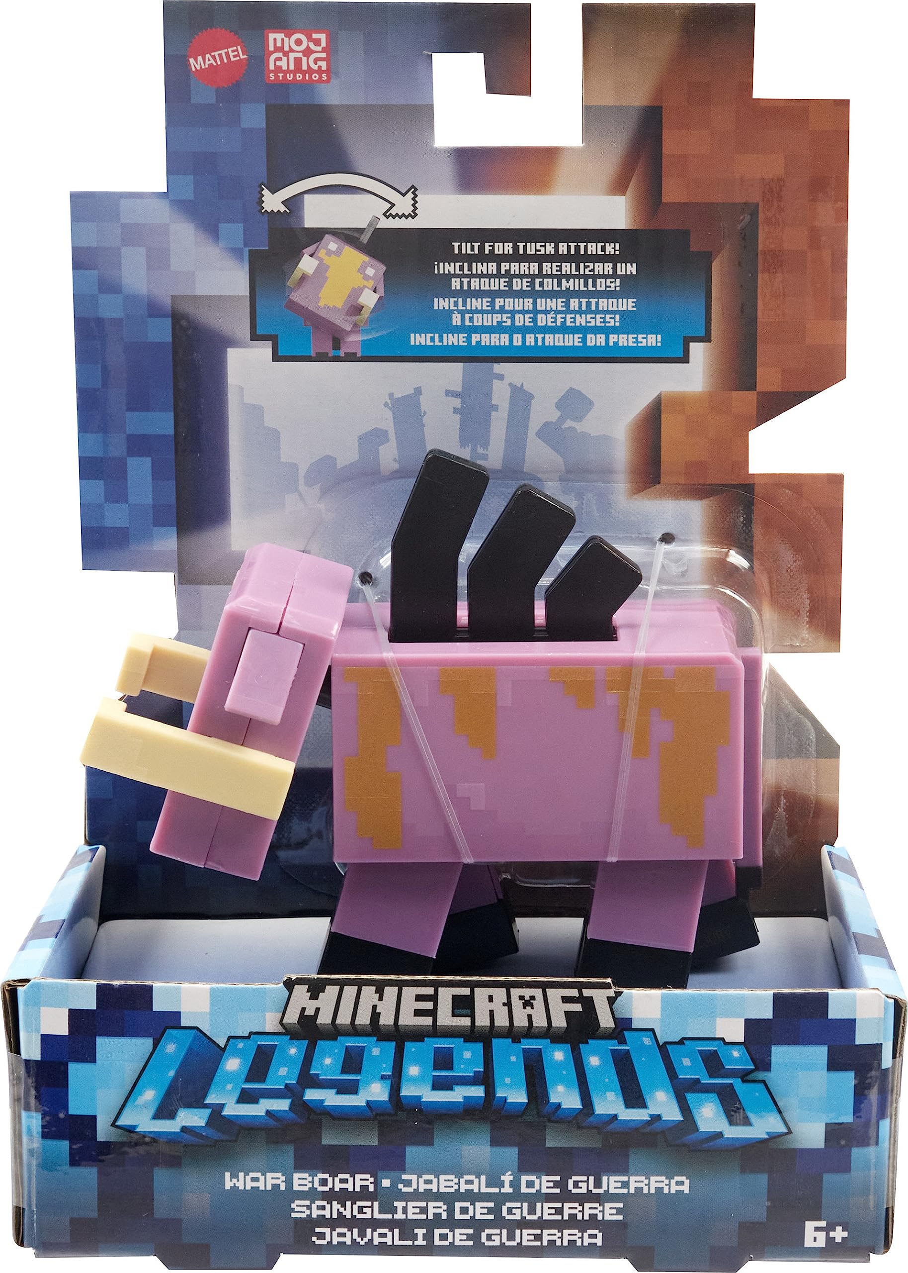 Mattel Minecraft Legends 3.25-inch Boar Action Figure with Attack Feature & Accessory - Collectible Toy for Kids & Fans - Perfect for Play, Display & Minecraft Themed Parties